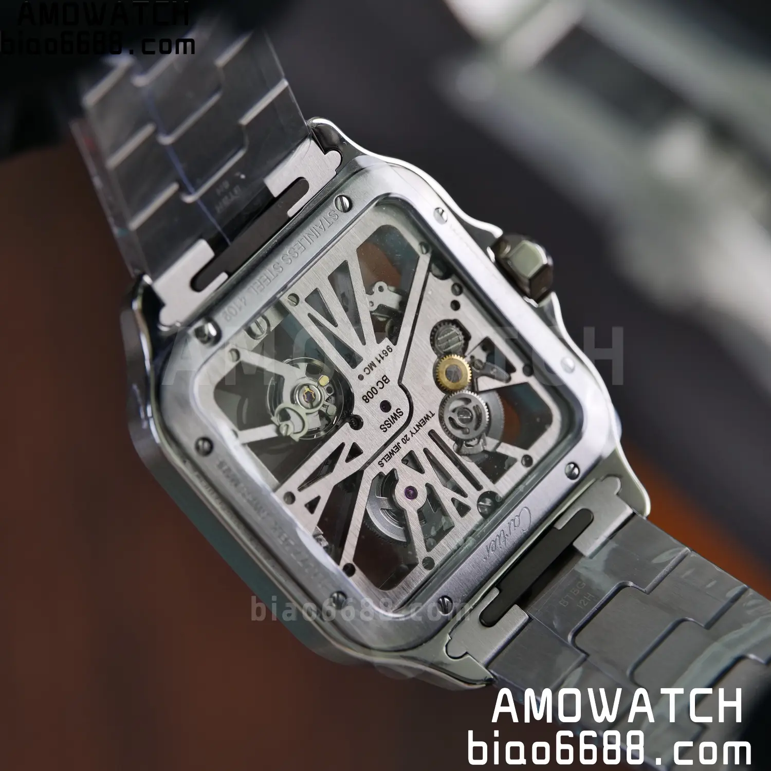 Cartier Santos Skeleton SS RICH 1:1 Best Edition Skeleton Dial 9611MC Super Clone V2 78 e83663550d31024 阿默表行AmoWatch