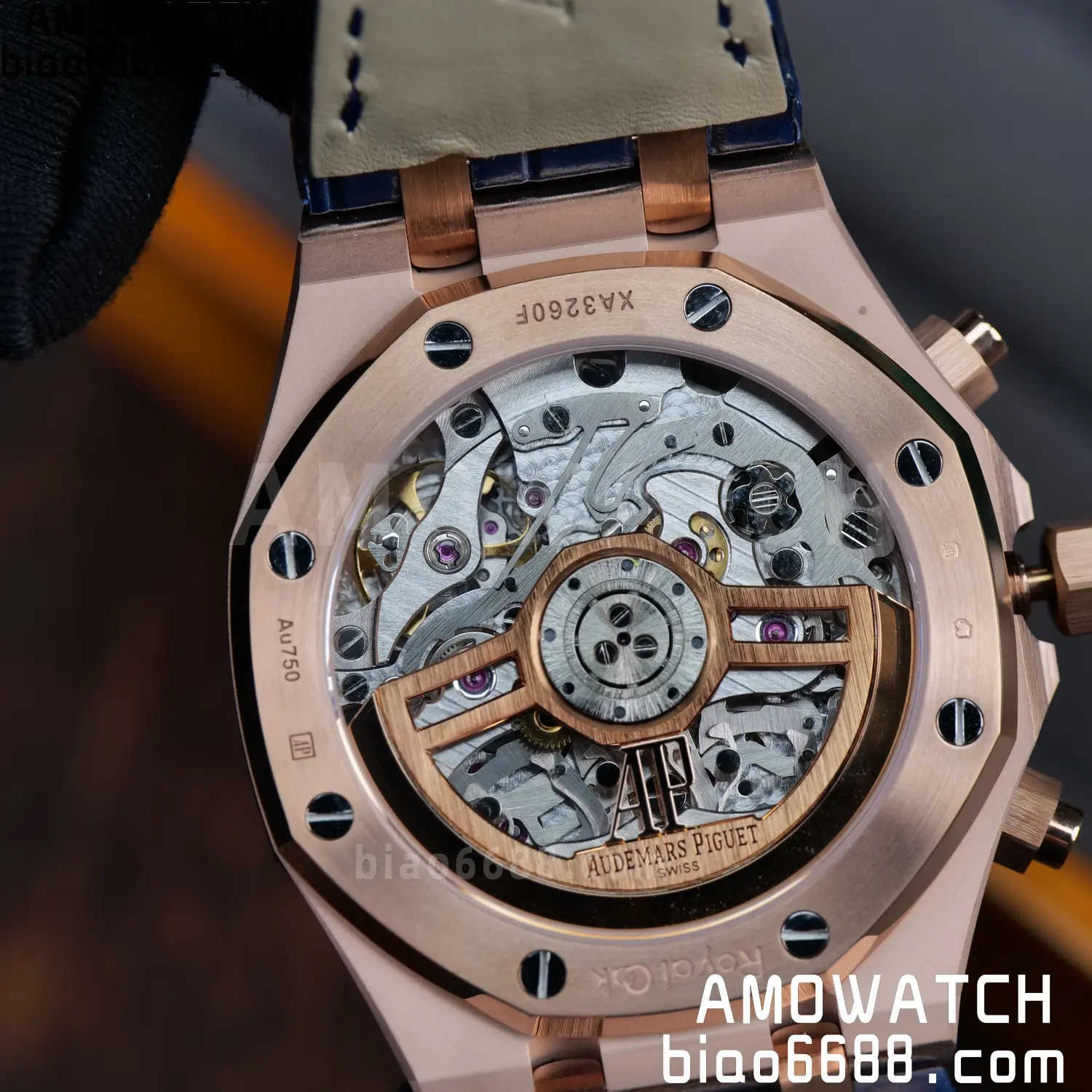 AP Royal Oak Chrono 26240 RG DDF 1:1 Best Edition White Dial on Blue Leather Strap DD4401 Super Clone Weight (SW Dial) 107 eb8952fc36dac19 AMO Watch