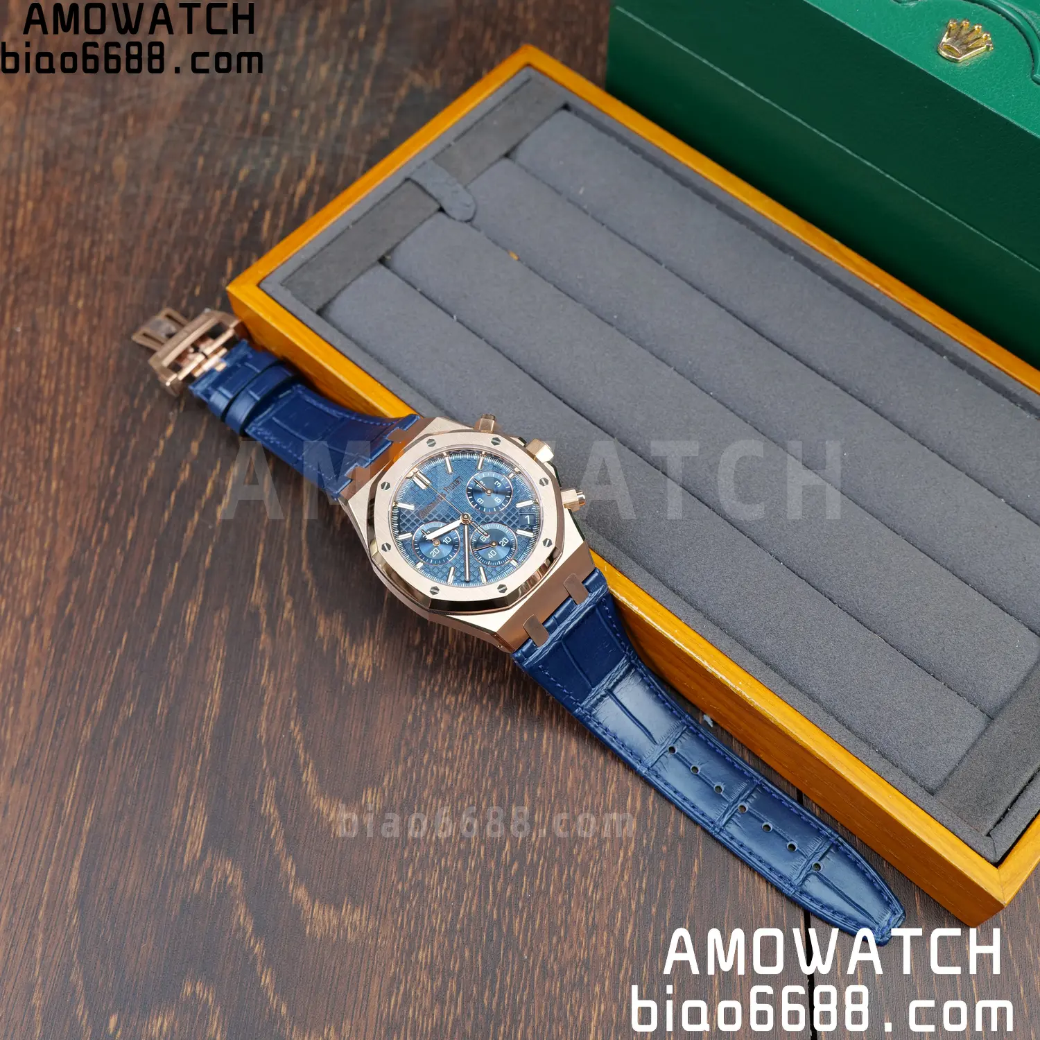 AP Royal Oak Chrono 26240 RG DDF 1:1 Best Edition White Dial on Blue Leather Strap DD4401 Super Clone Weight (SW Dial) 80 ecb3db1627342be AMO Watch