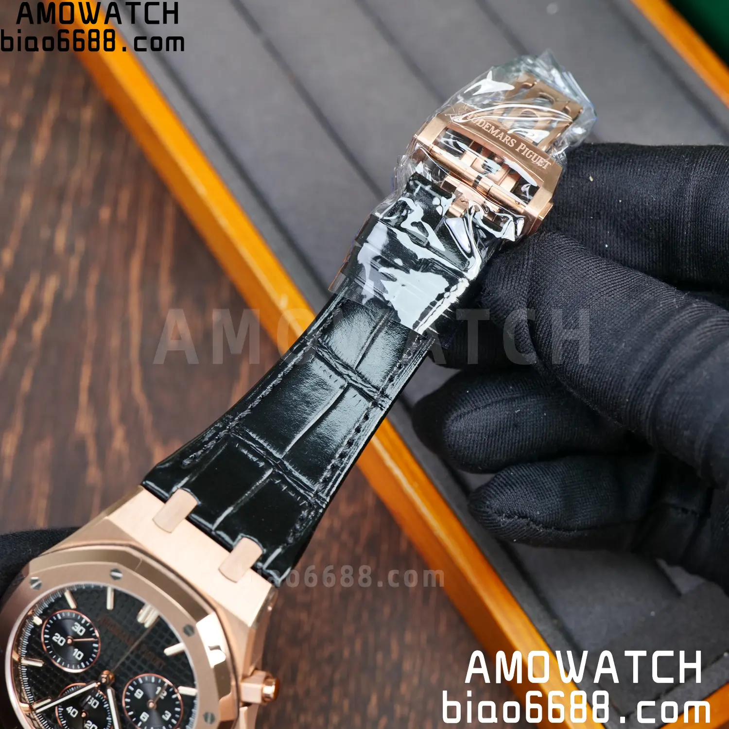 AP Royal Oak Chrono 26240 RG DDF 1:1 Best Edition Black Dial on Black Leather Strap DD4401 Super Clone Weight (SW Dial) 68 eefece96e314715 AMO Watch