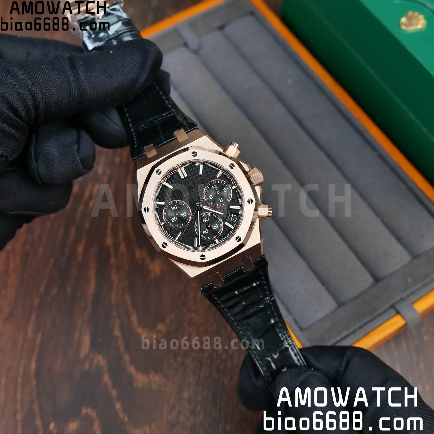 AP Royal Oak Chrono 26240 RG DDF 1:1 Best Edition Black Dial on Black Leather Strap DD4401 Super Clone Weight (SW Dial) 65 f876d545471f448 AMO Watch