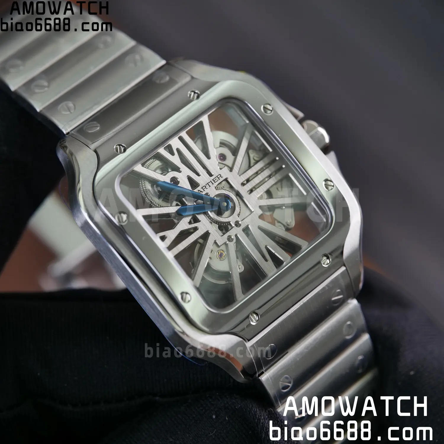 Cartier Santos Skeleton SS RICH 1:1 Best Edition Skeleton Dial 9611MC Super Clone V2 68 fb58e5cab175785 阿默表行AmoWatch