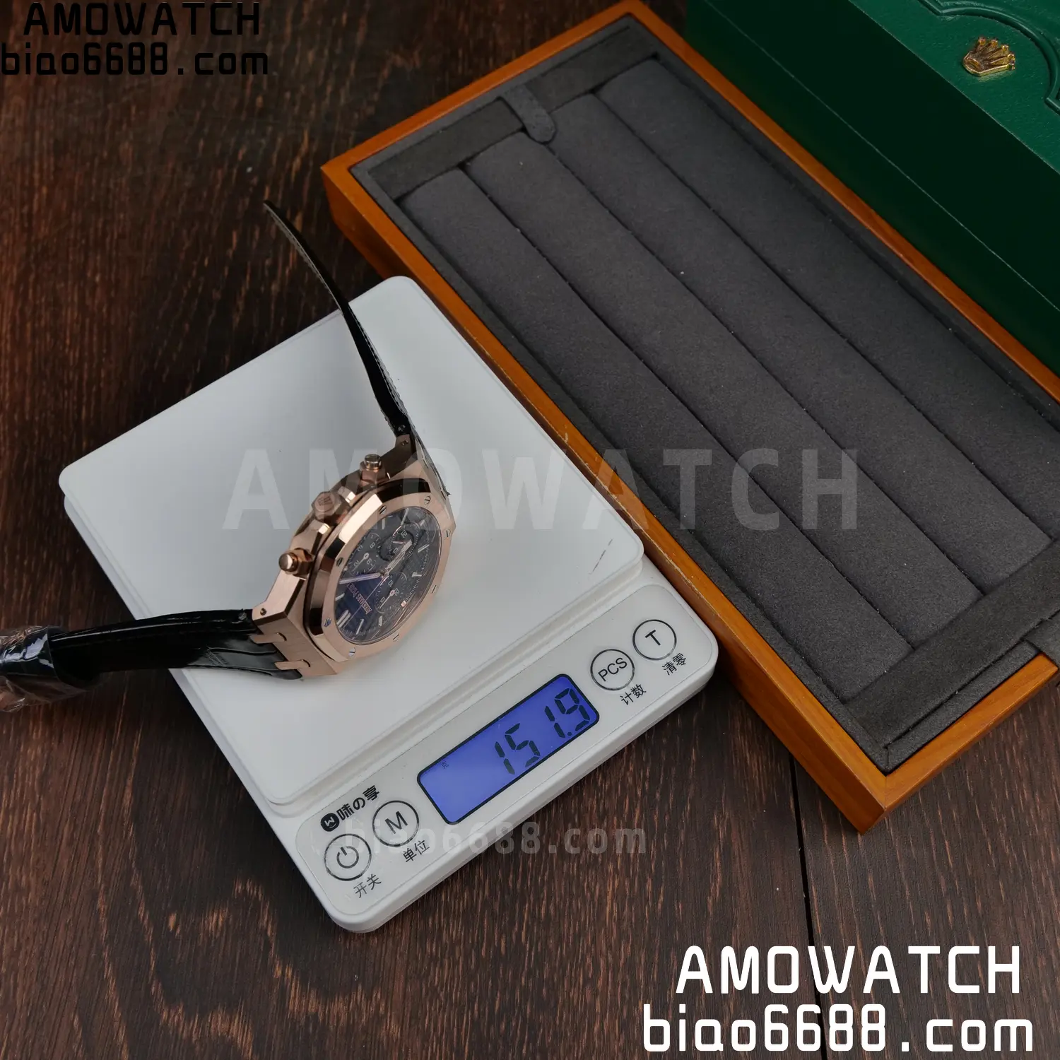 AP Royal Oak Chrono 26240 RG DDF 1:1 Best Edition Black Dial on Black Leather Strap DD4401 Super Clone Weight (SW Dial) 63 fcdcca1835a1928 AMO Watch