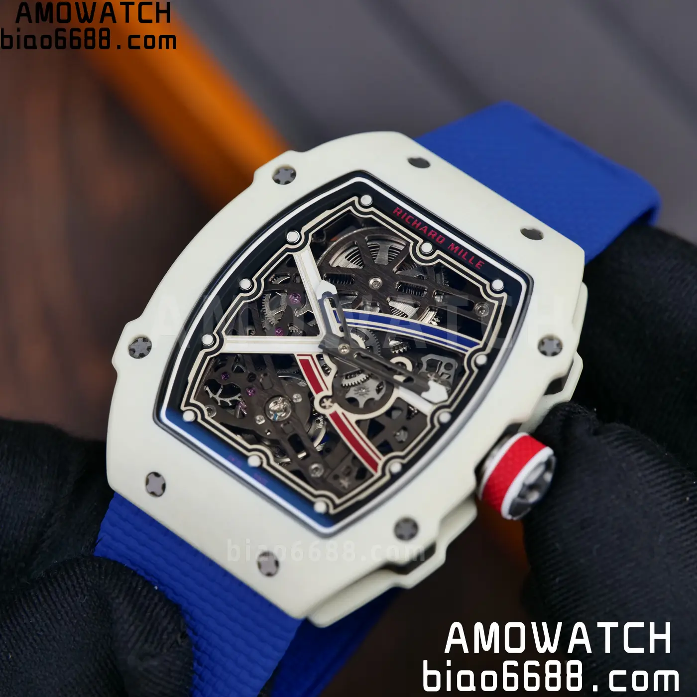 RICHARD MILLE RM67-02 White NTPT Best Edition France Dial on Blue Nylon strap CRMA7 Clone V10 66 0394aeab88e8b96 AMO Watch
