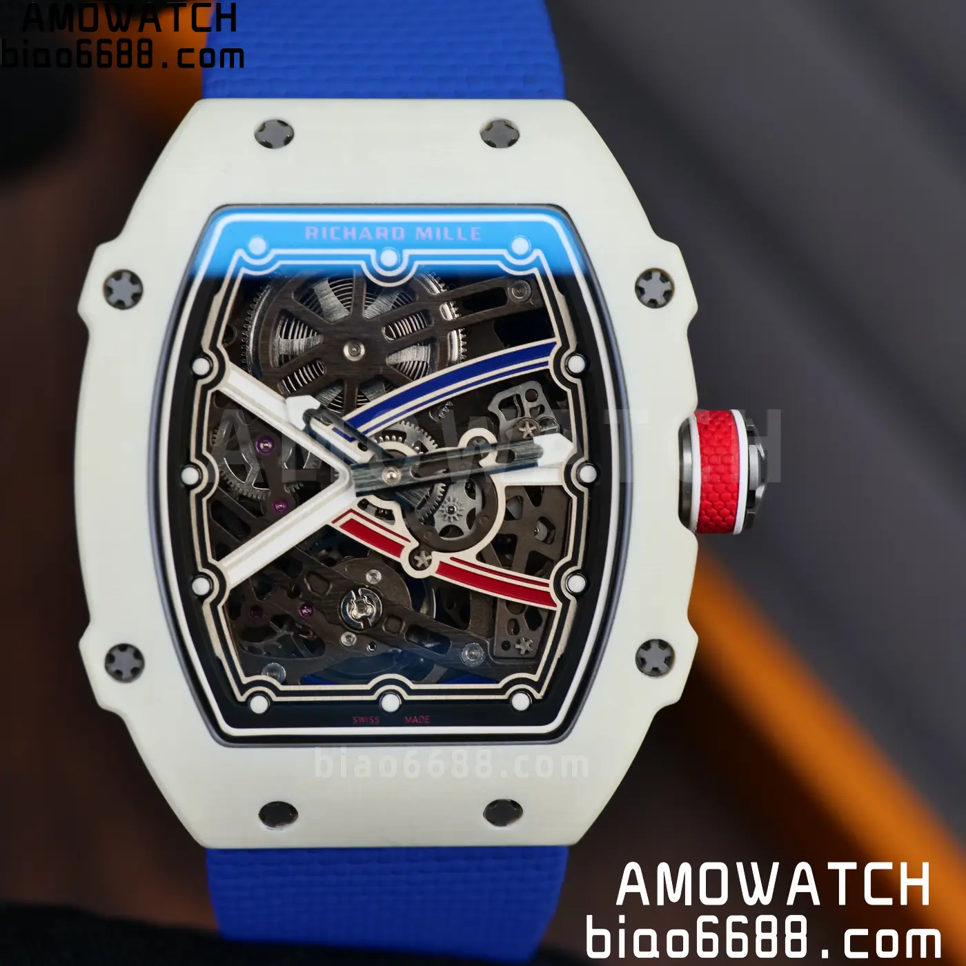 RICHARD MILLE RM67-02 White NTPT Best Edition France Dial on Blue Nylon strap CRMA7 Clone V10 64 2f3f75937b4342a AMO Watch