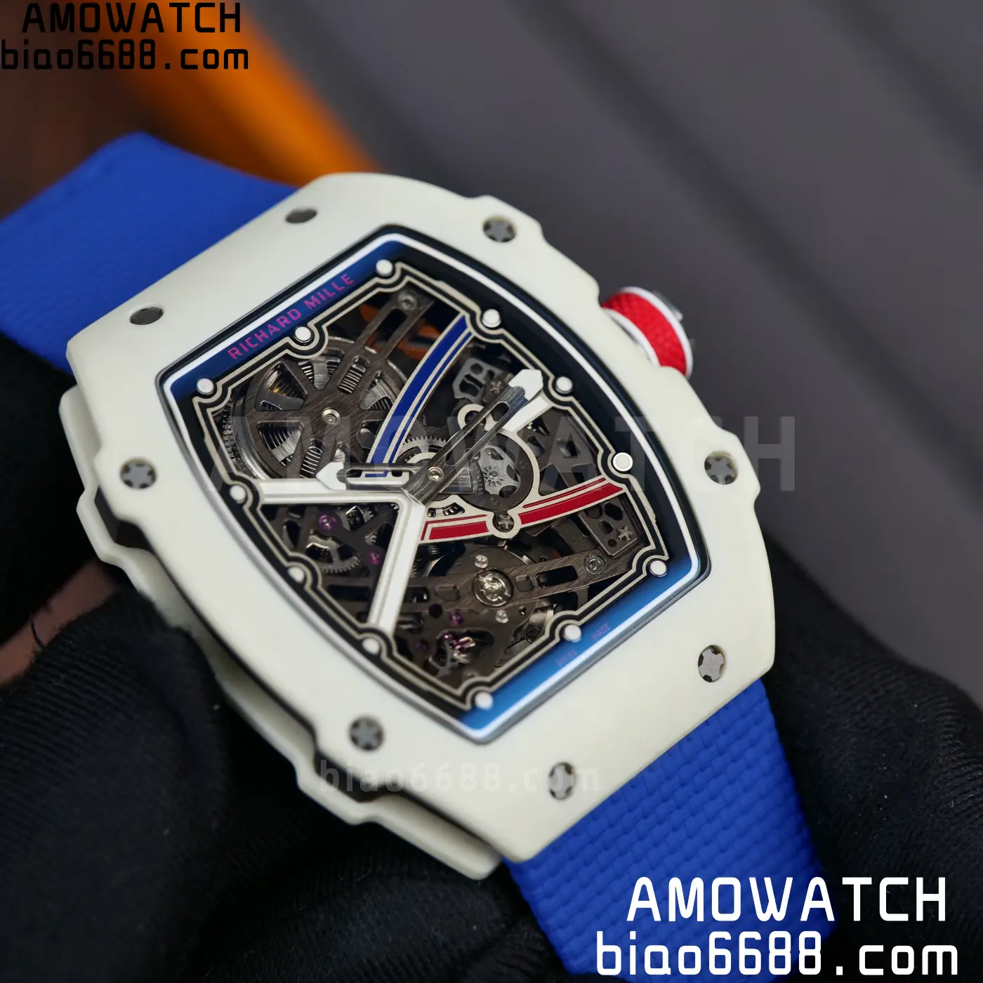 RICHARD MILLE RM67-02 White NTPT Best Edition France Dial on Blue Nylon strap CRMA7 Clone V10 65 3d2cd2106da78ec AMO Watch