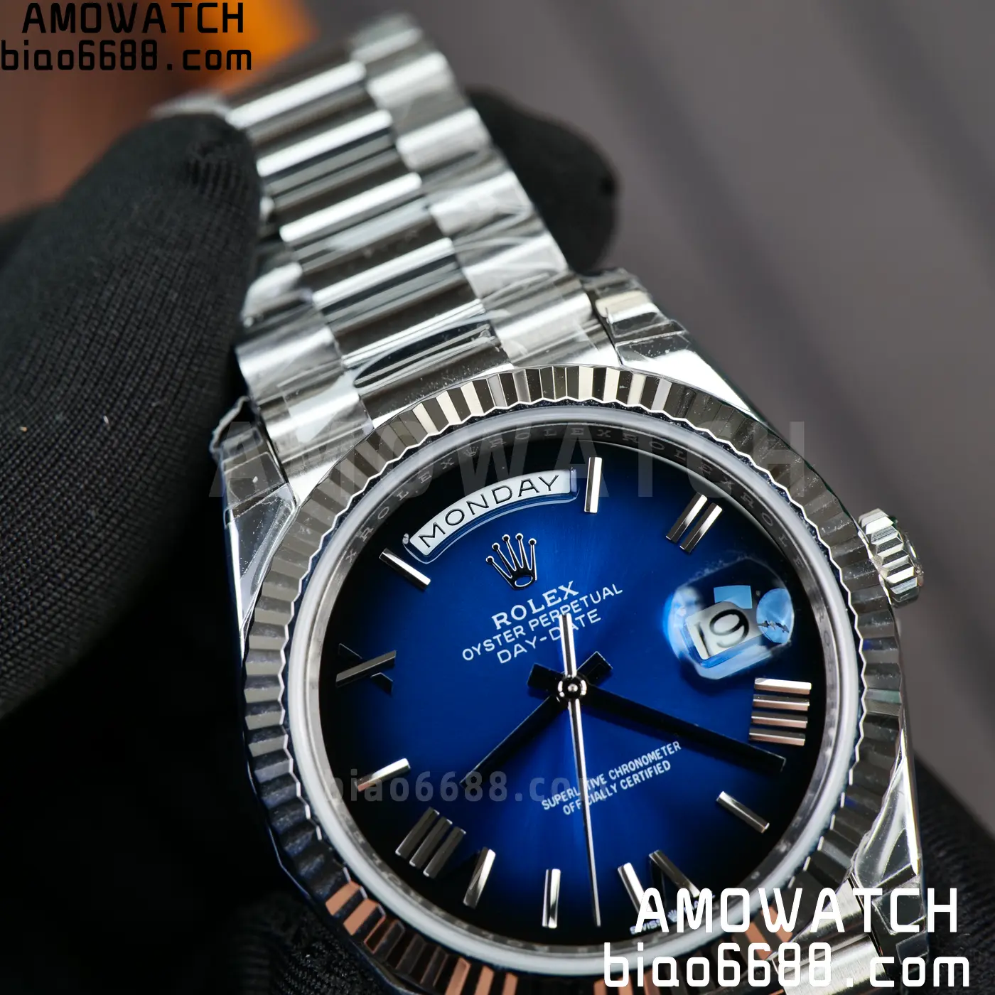 Rolex Day Date 40 SS 228236 RCF 1:1 Best Edition White Gradient Blue Roman Dial on President Bracelet VR3255 (211g) 64 425bebd226b61ec AMO Watch