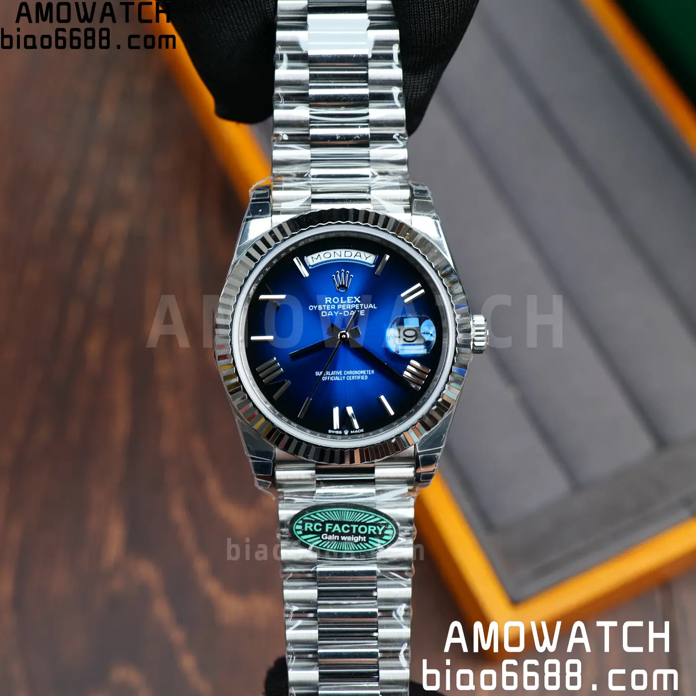 Rolex Day Date 40 SS 228236 RCF 1:1 Best Edition White Gradient Blue Roman Dial on President Bracelet VR3255 (211g) 56 4dc85f8c2303937 AMO Watch