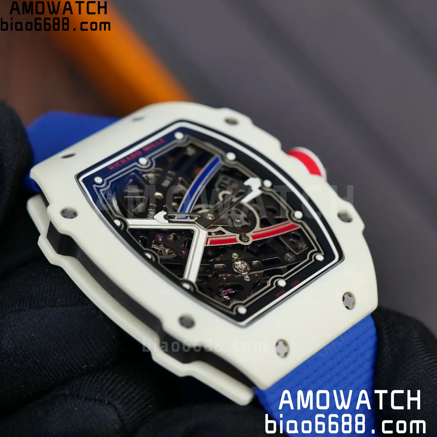RICHARD MILLE RM67-02 White NTPT Best Edition France Dial on Blue Nylon strap CRMA7 Clone V10 72 57006efd06cbac8 AMO Watch