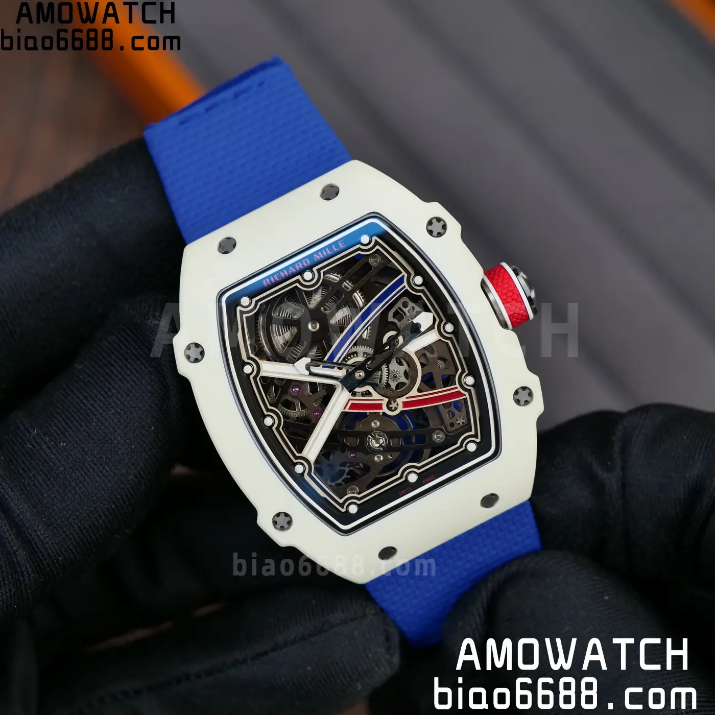 RICHARD MILLE RM67-02 White NTPT Best Edition France Dial on Blue Nylon strap CRMA7 Clone V10 58 580f0598c59b516 AMO Watch