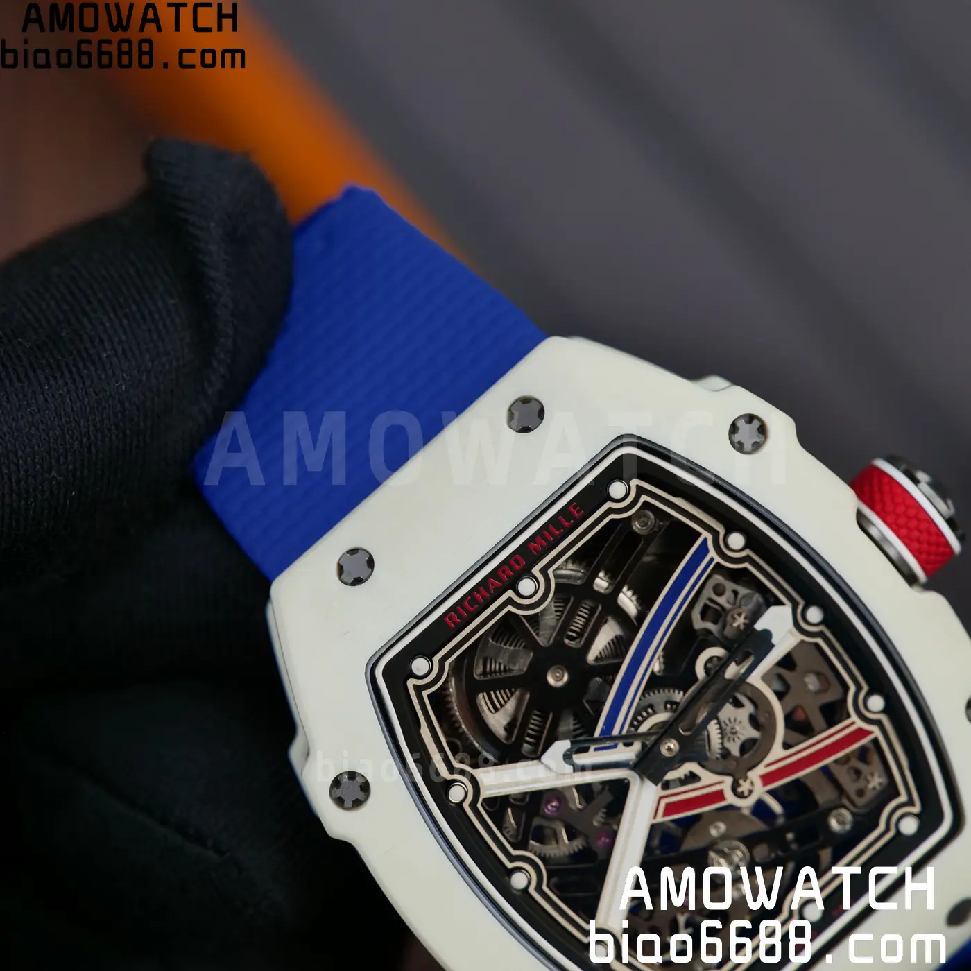 RICHARD MILLE RM67-02 White NTPT Best Edition France Dial on Blue Nylon strap CRMA7 Clone V10 67 6a0d61923282509 AMO Watch