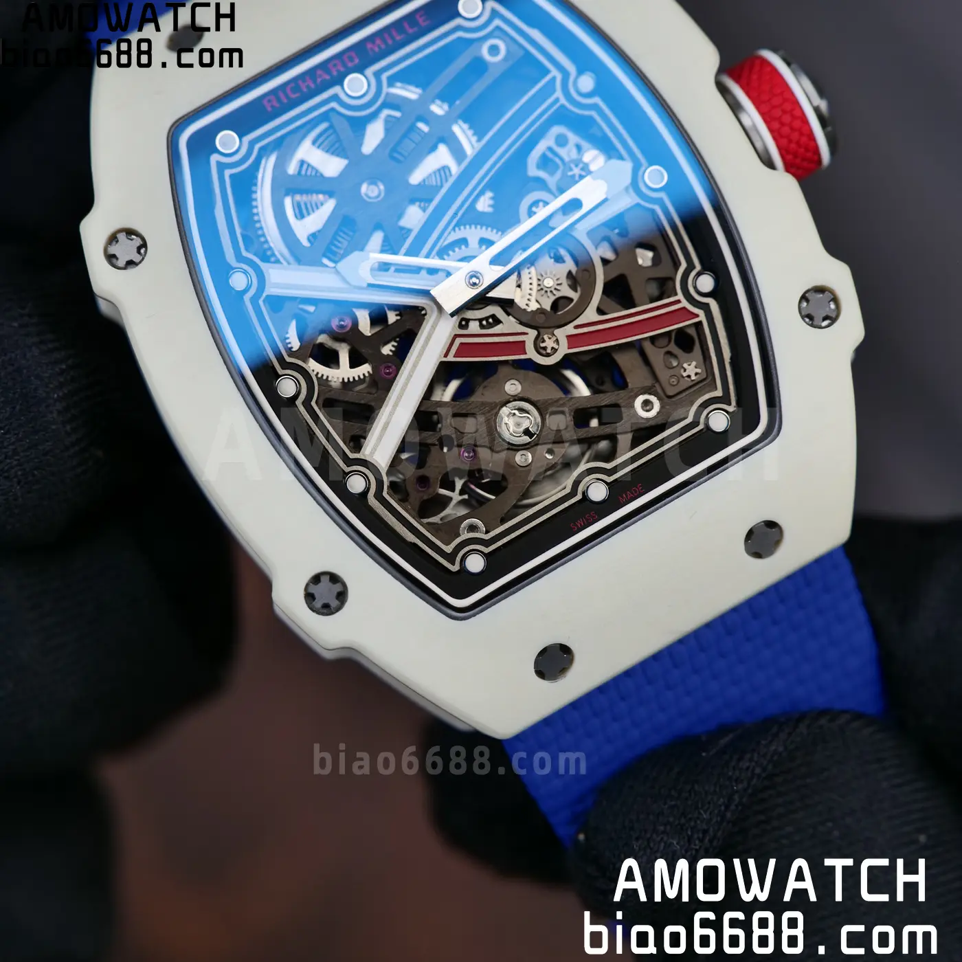 RICHARD MILLE RM67-02 White NTPT Best Edition France Dial on Blue Nylon strap CRMA7 Clone V10 69 719406ea96e5e4c AMO Watch