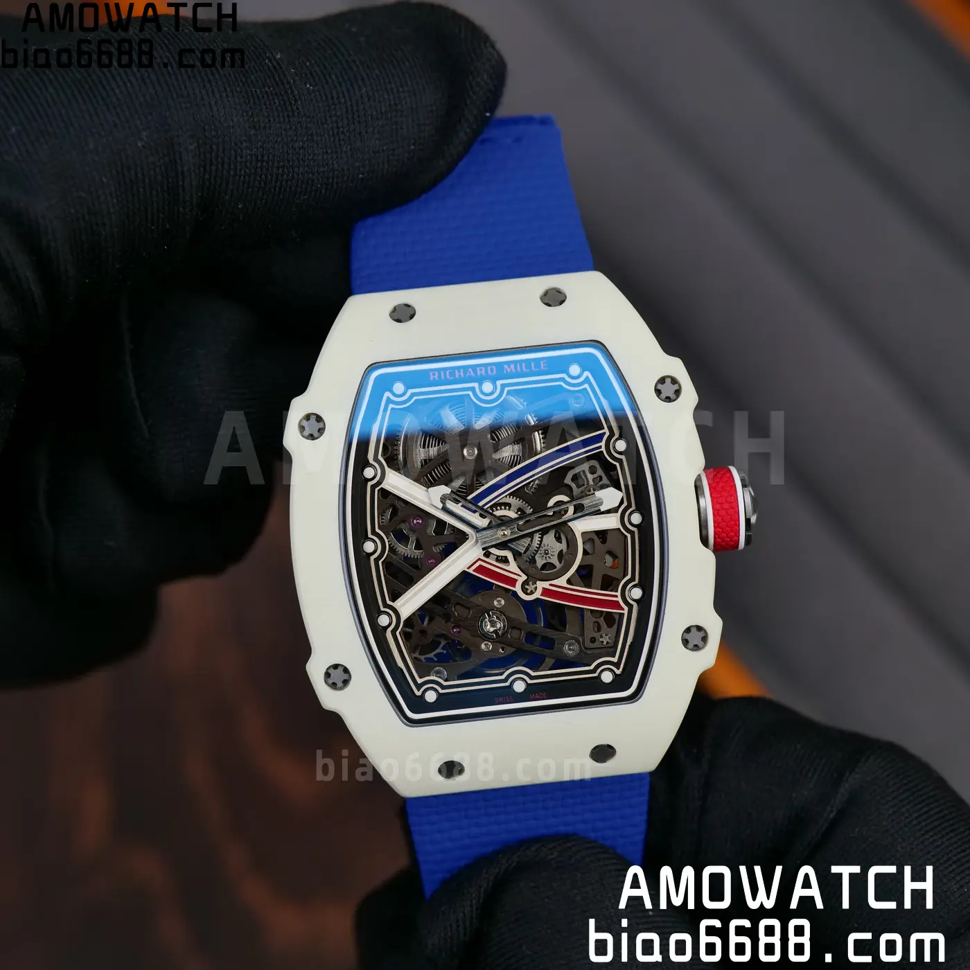 RICHARD MILLE RM67-02 White NTPT Best Edition France Dial on Blue Nylon strap CRMA7 Clone V10 59 753ed57333ac675 AMO Watch