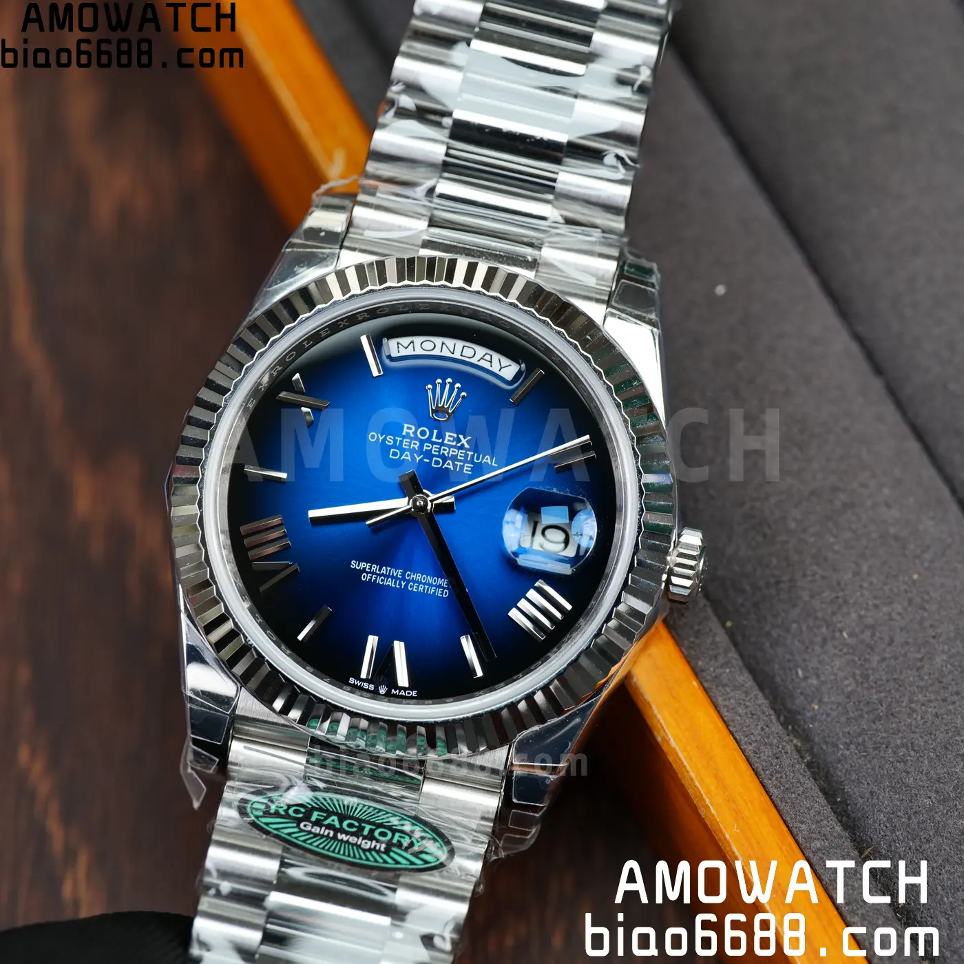 Rolex Day Date 40 SS 228236 RCF 1:1 Best Edition White Gradient Blue Roman Dial on President Bracelet VR3255 (211g) 52 87910a045437c0d AMO Watch