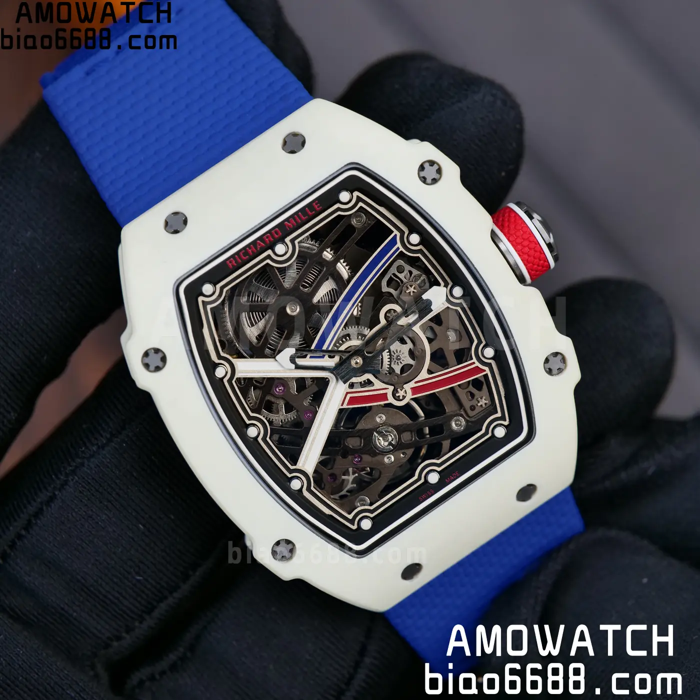 RICHARD MILLE RM67-02 White NTPT Best Edition France Dial on Blue Nylon strap CRMA7 Clone V10 73 92361f365bbd0f5 AMO Watch