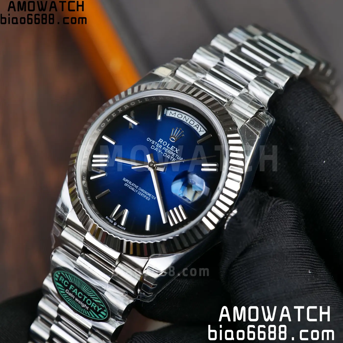Rolex Day Date 40 SS 228236 RCF 1:1 Best Edition White Gradient Blue Roman Dial on President Bracelet VR3255 (211g) 61 99337a0783d3bf1 AMO Watch