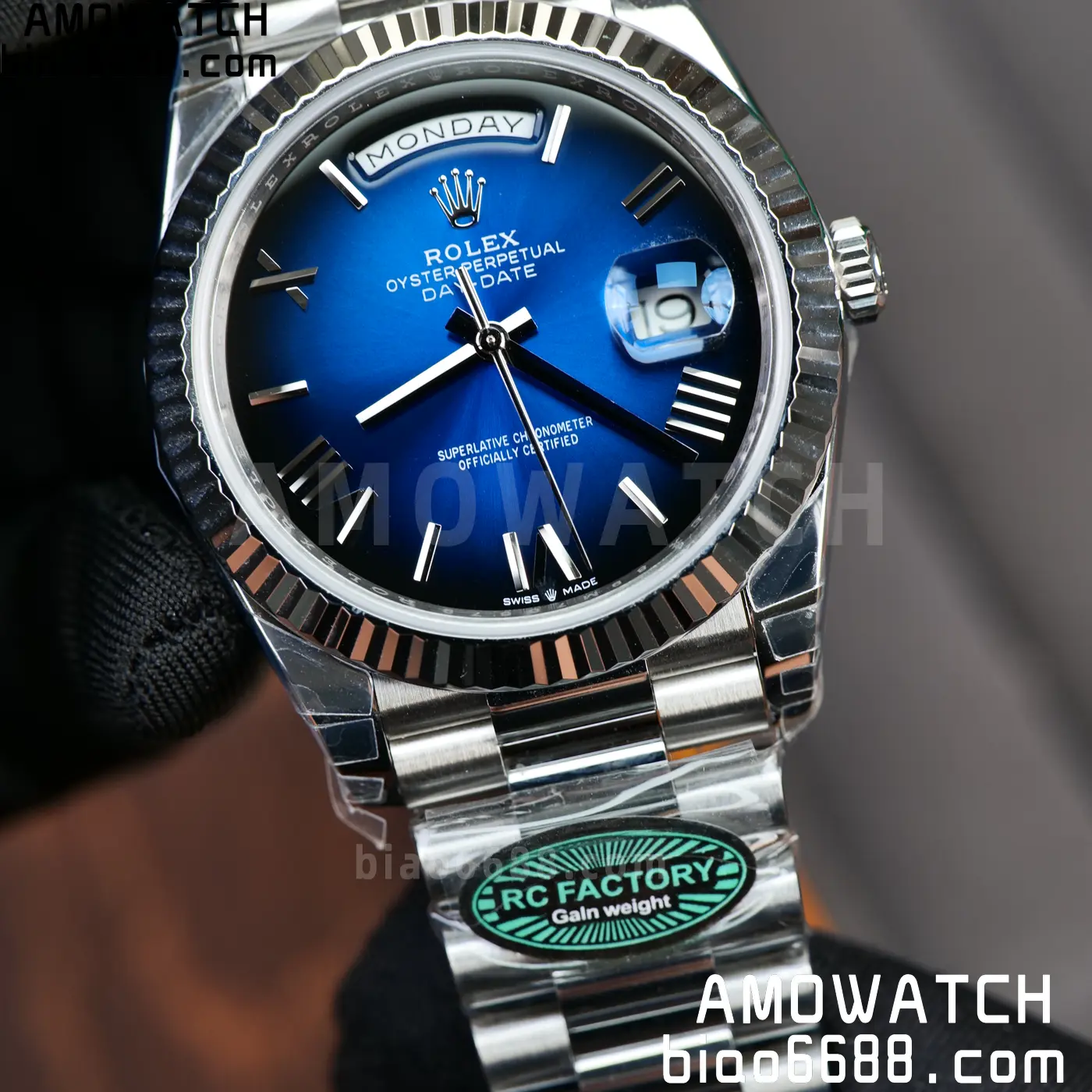 Rolex Day Date 40 SS 228236 RCF 1:1 Best Edition White Gradient Blue Roman Dial on President Bracelet VR3255 (211g) 63 a9718c254d502e8 AMO Watch