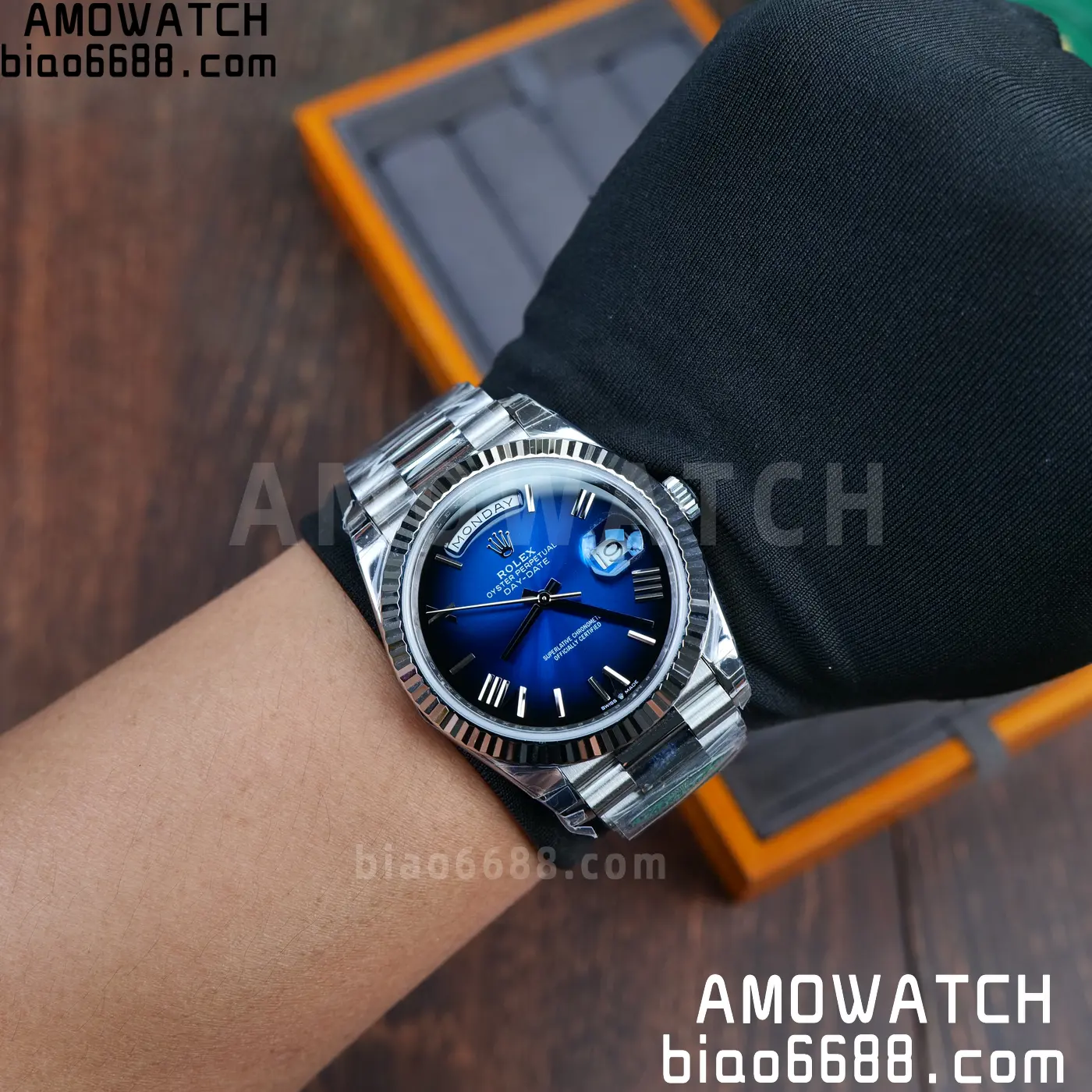 Rolex Day Date 40 SS 228236 RCF 1:1 Best Edition White Gradient Blue Roman Dial on President Bracelet VR3255 (211g) 75 ba0bba549b3b082 AMO Watch