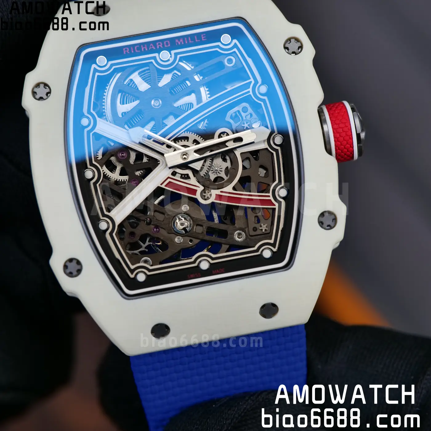 RICHARD MILLE RM67-02 White NTPT Best Edition France Dial on Blue Nylon strap CRMA7 Clone V10 70 be059df5d8e868d AMO Watch