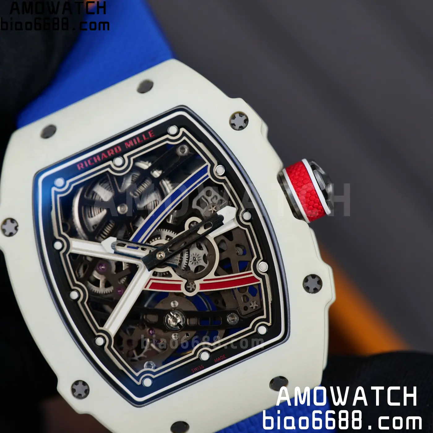 RICHARD MILLE RM67-02 White NTPT Best Edition France Dial on Blue Nylon strap CRMA7 Clone V10 68 c43b4ef7eb83e70 AMO Watch