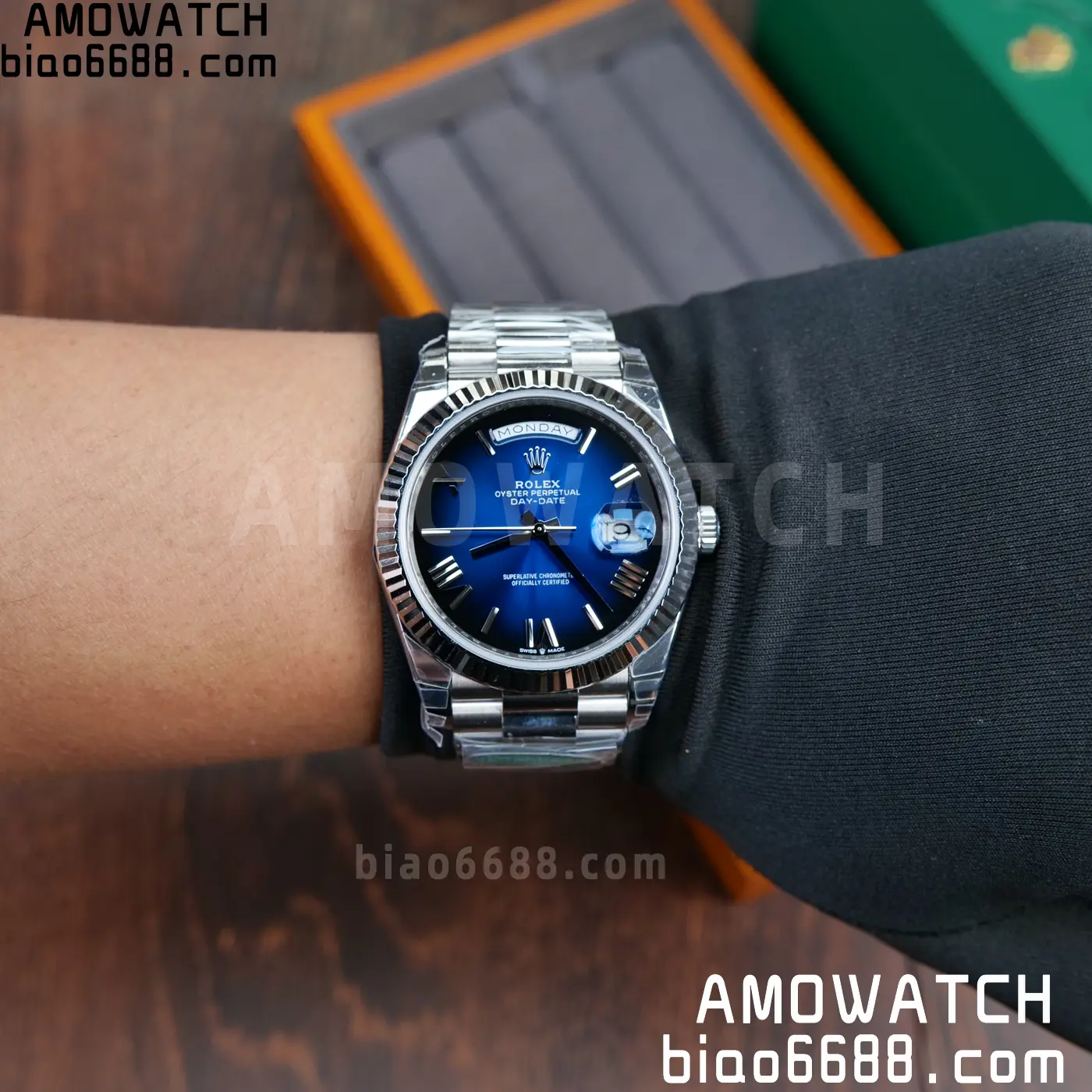 Rolex Day Date 40 SS 228236 RCF 1:1 Best Edition White Gradient Blue Roman Dial on President Bracelet VR3255 (211g) 74 c492c88aaa5f0d4 AMO Watch