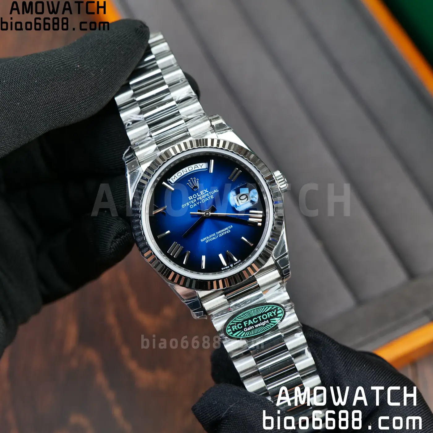 Rolex Day Date 40 SS 228236 RCF 1:1 Best Edition White Gradient Blue Roman Dial on President Bracelet VR3255 (211g) 54 e0bda3d1b3abf47 AMO Watch