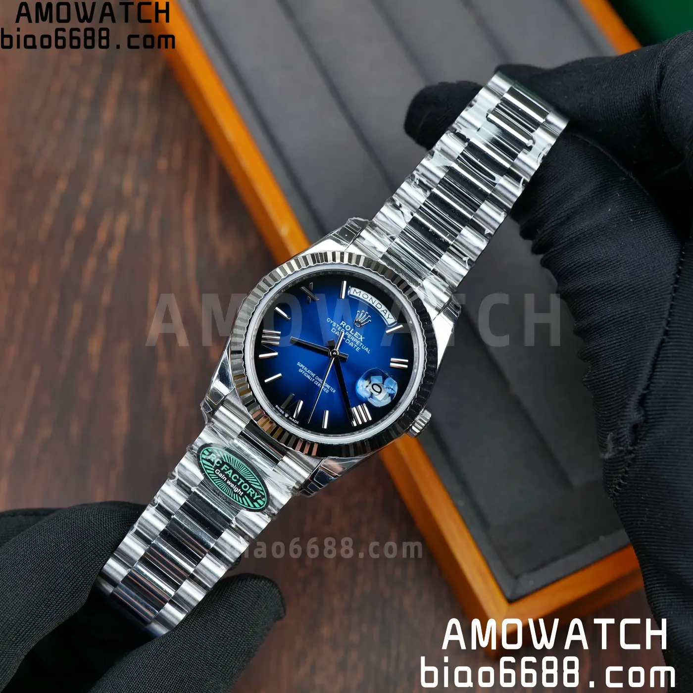 Rolex Day Date 40 SS 228236 RCF 1:1 Best Edition White Gradient Blue Roman Dial on President Bracelet VR3255 (211g) 55 e6fe3e030ae18dc AMO Watch