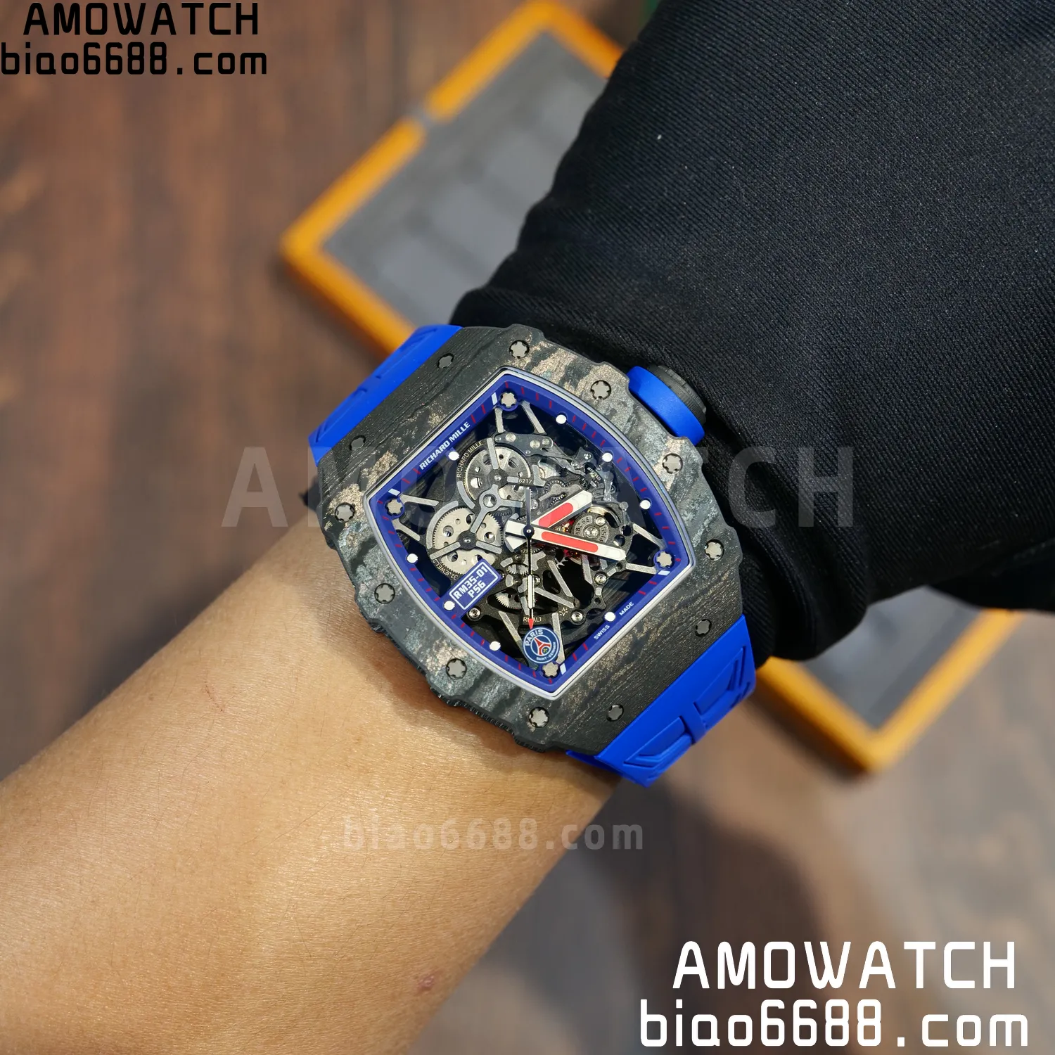 RICHARD MILLE RM035 RM35-01 Black Carbon ZF 1:1 Best Edition Blue Rubber Strap Clone RMUL3 87 0521be79bf96cfa AMO Watch