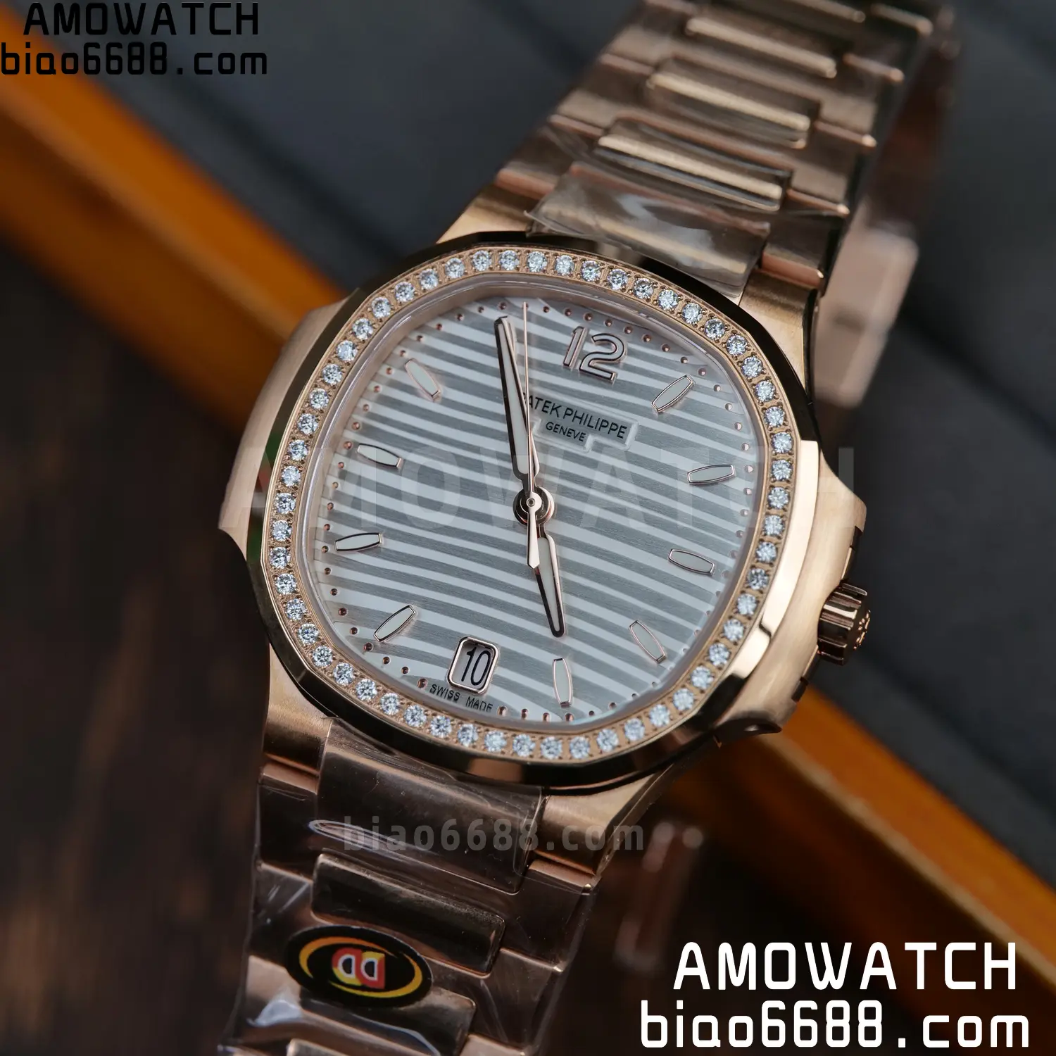 PP Nautilus 7118 RG Ladies DDF 1:1 Best Edition Silver Dial Diamonds Bezel on RG Bracelet DD324 Super Clone 98 08d2394ea5b2d71 AMO Watch