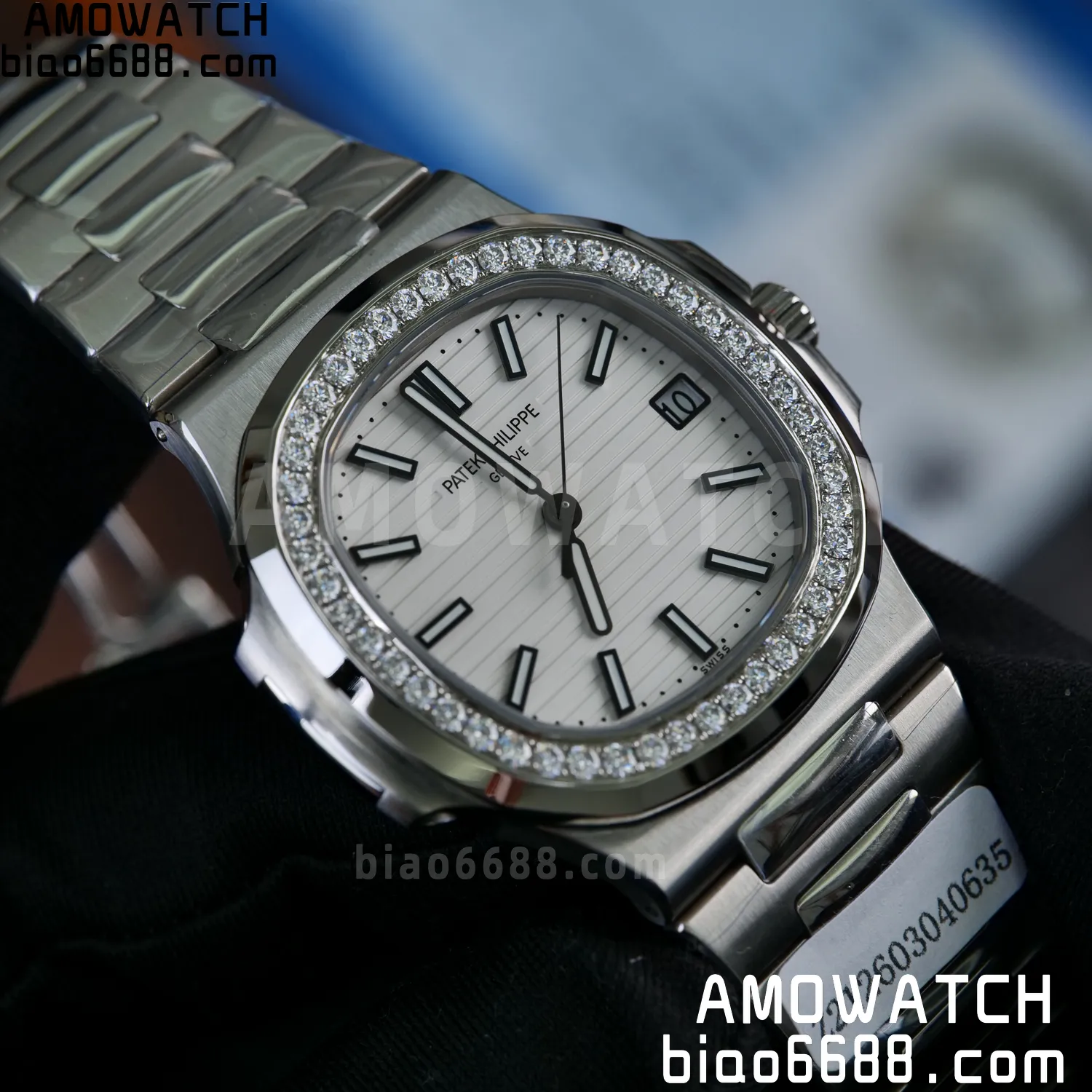Custom Made Nautilus 5711/1A Mossanite bezel on SS Bracelet DD324 Super Clone V2 85 153ae14b52ce299 阿默表行AmoWatch