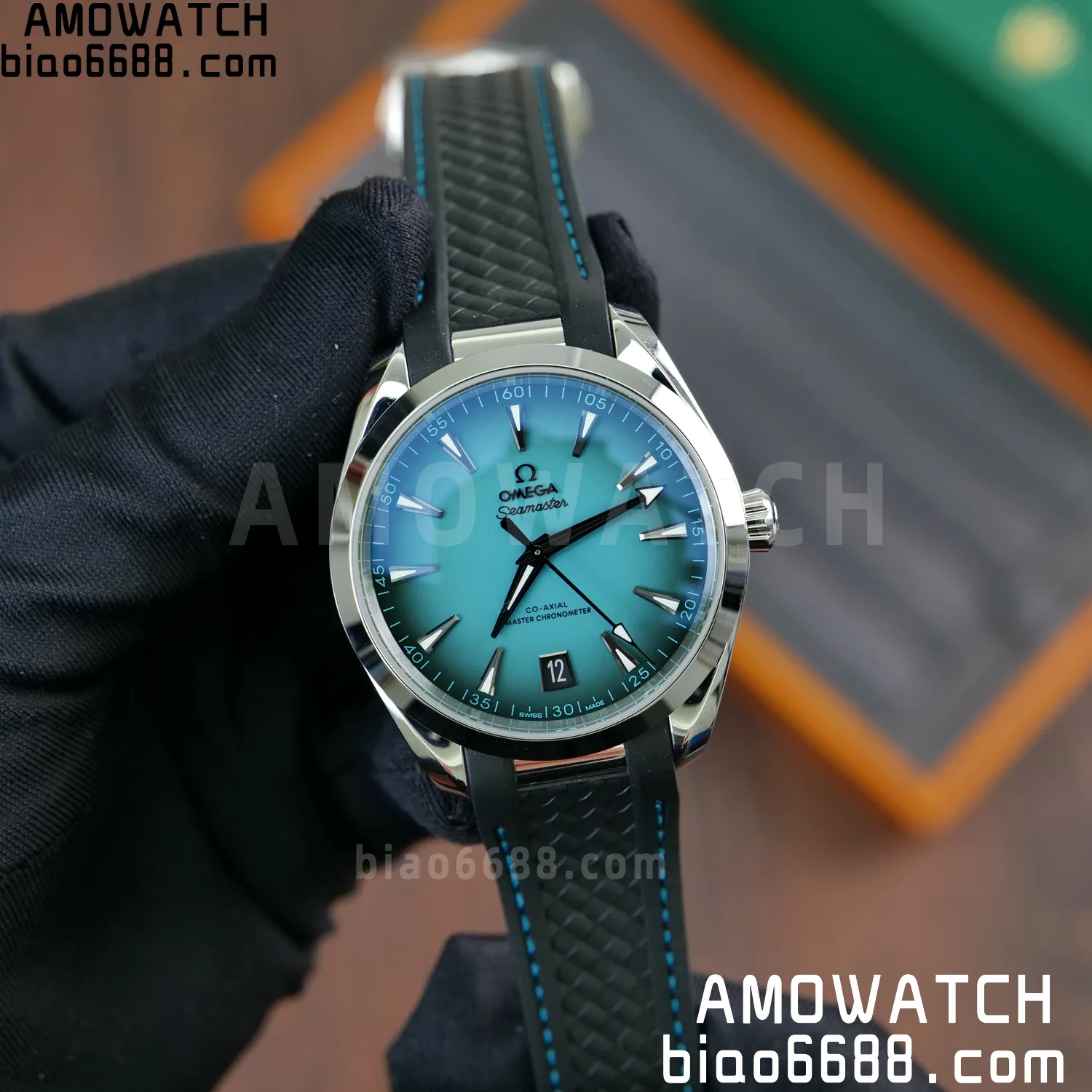 OMEGA Aqua Terra 150M 38mm VSF 1:1 Best Edition Turquoise Dial on Black Rubber Strap VS8800 Super Clone 55 195034cc6589b6c AMO Watch