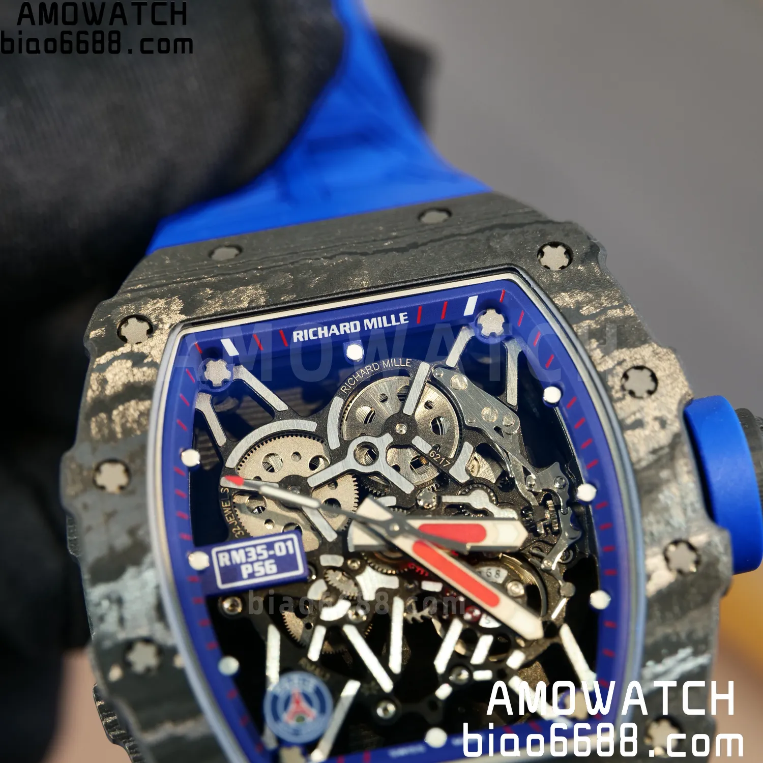RICHARD MILLE RM035 RM35-01 Black Carbon ZF 1:1 Best Edition Blue Rubber Strap Clone RMUL3 76 2860c4666f7520e AMO Watch
