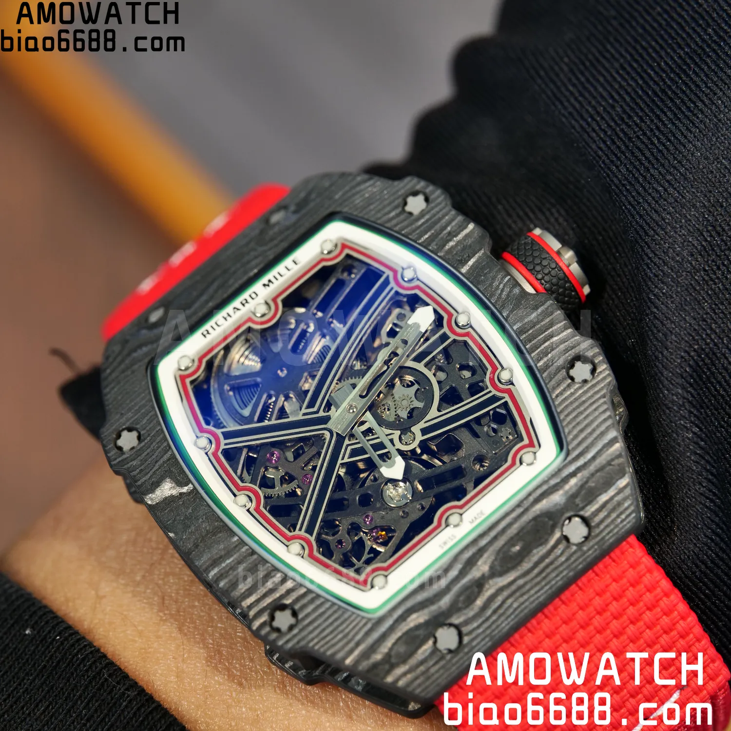 RICHARD MILLE RM67-02 Black NTPT Best Edition Italy Dial on Blue Nylon strap CRMA7 Clone V10 112 28edee96fdea0c8 阿默表行AmoWatch