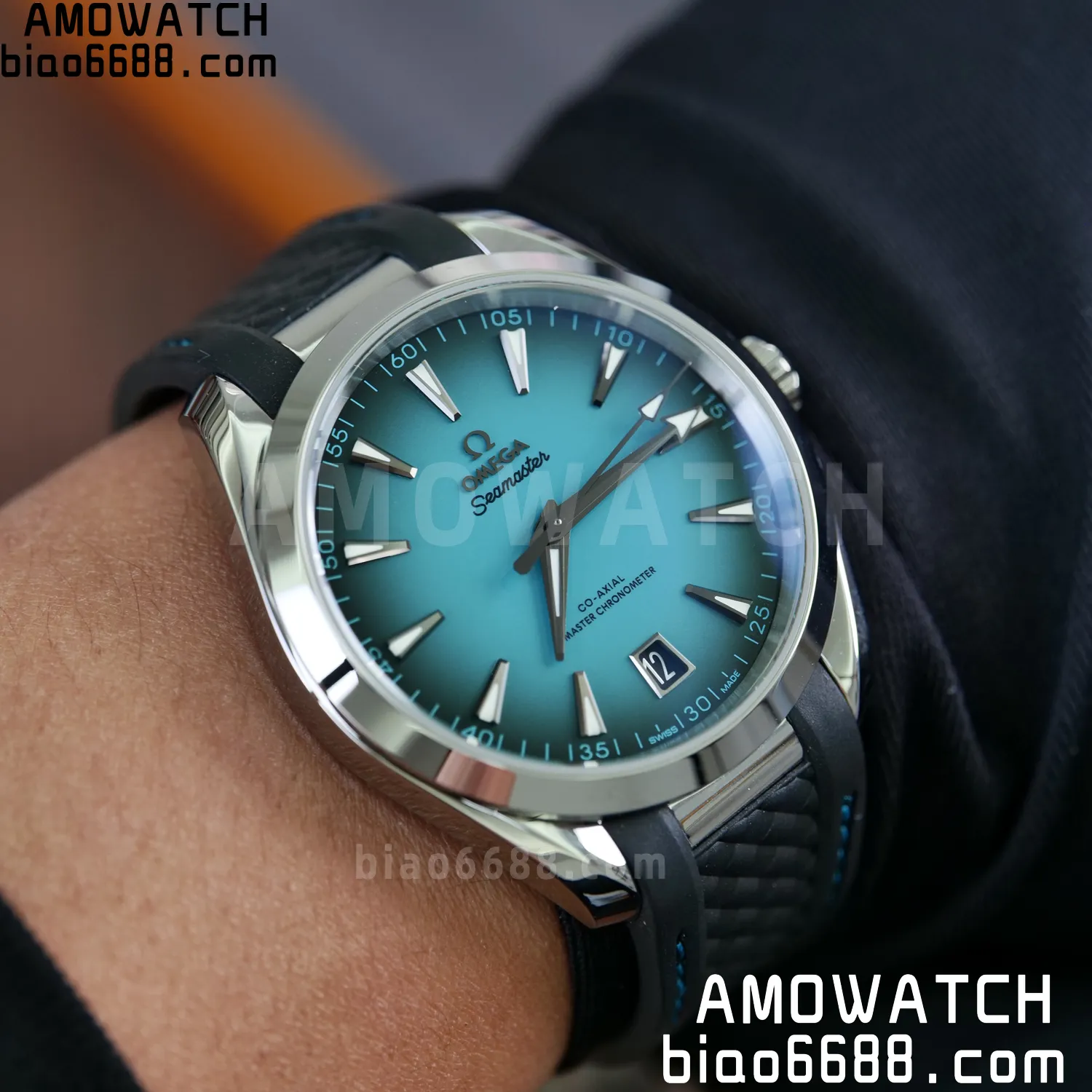 OMEGA Aqua Terra 150M 38mm VSF 1:1 Best Edition Turquoise Dial on Black Rubber Strap VS8800 Super Clone 76 2c45b4a57fa28a2 AMO Watch