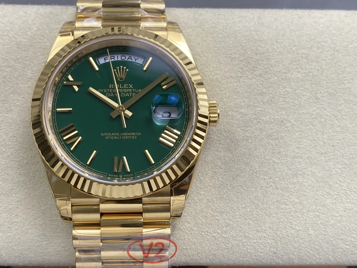 Rolex DayDate 228238 YG 40mm VSF 1:1 Best Edition Green Roman Dial Fluted Bezel 3255 V2 22 2ce012c28017f2f 阿默表行AmoWatch