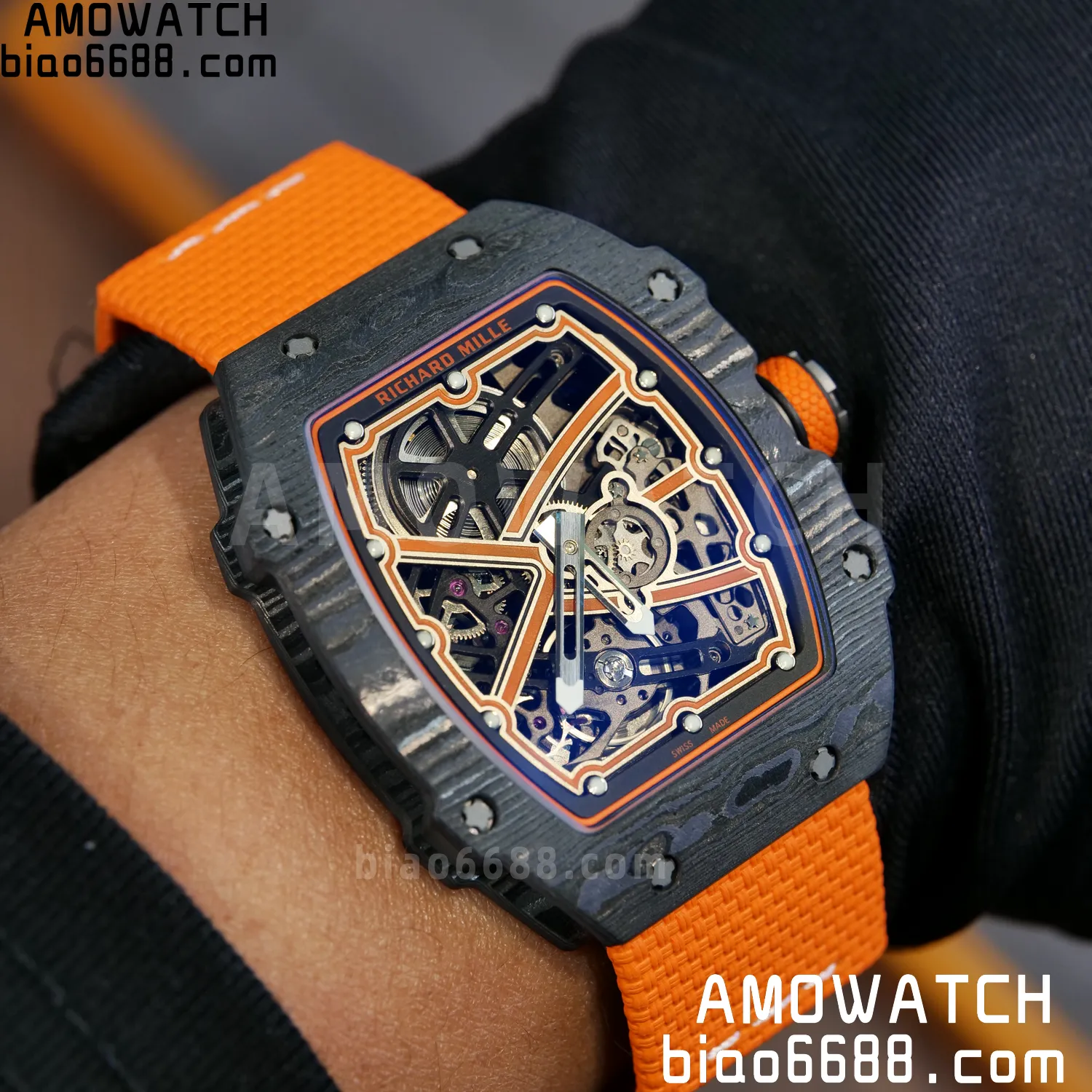 RICHARD MILLE RM67-02 Black NTPT Best Edition McLaren Dial on Orange Nylon strap CRMA7 Clone V10 108 3b9768e0563bf78 阿默表行AmoWatch