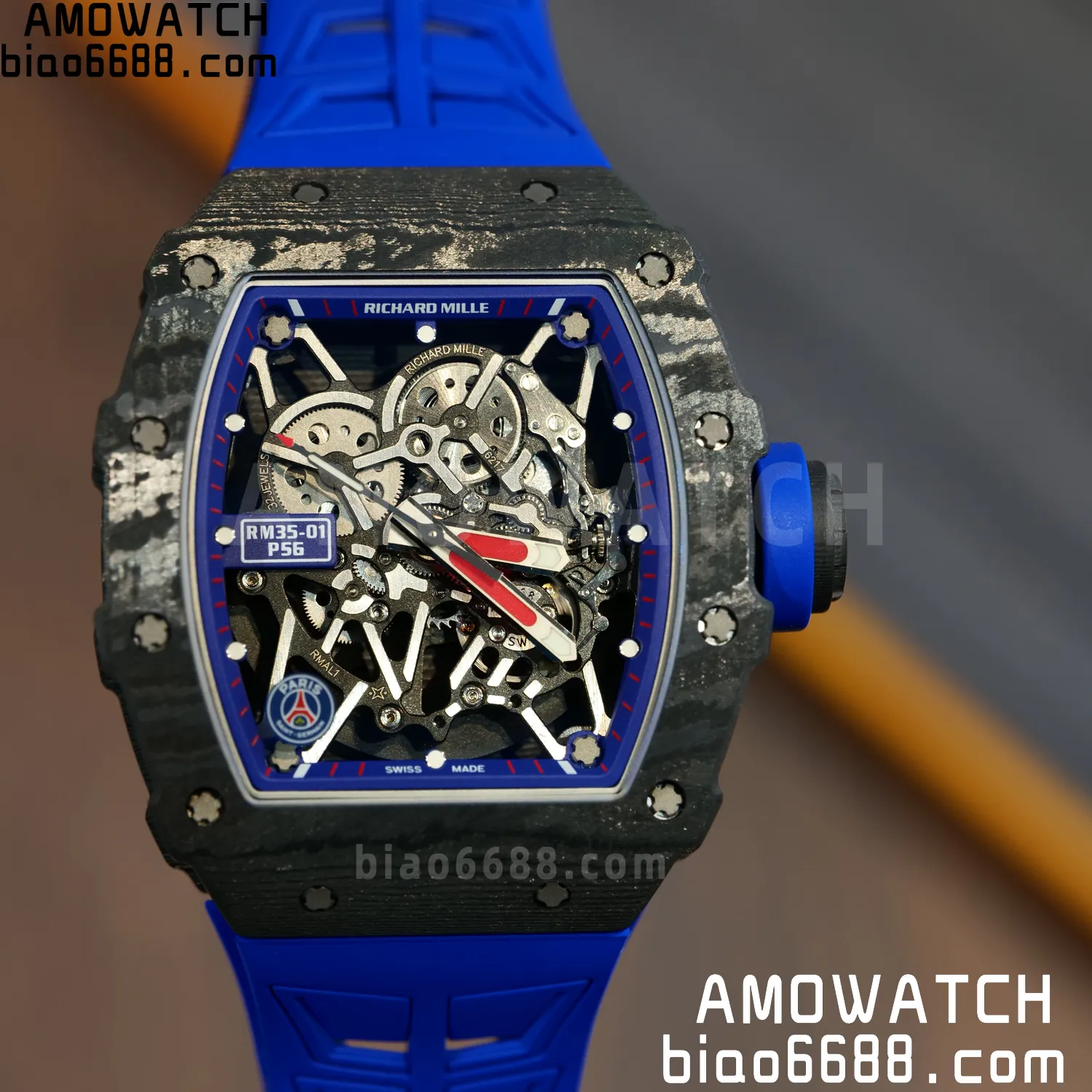 RICHARD MILLE RM035 RM35-01 Black Carbon ZF 1:1 Best Edition Blue Rubber Strap Clone RMUL3 65 3d0d6a900a1ef86 AMO Watch