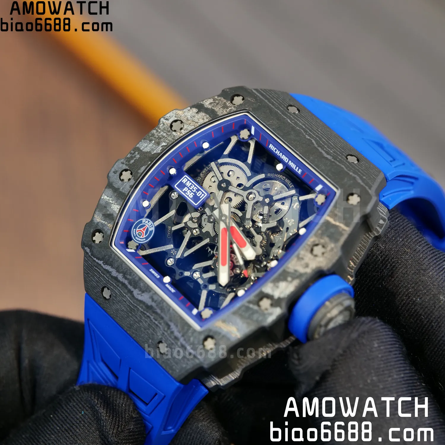 RICHARD MILLE RM035 RM35-01 Black Carbon ZF 1:1 Best Edition Blue Rubber Strap Clone RMUL3 71 408619cad86329d AMO Watch