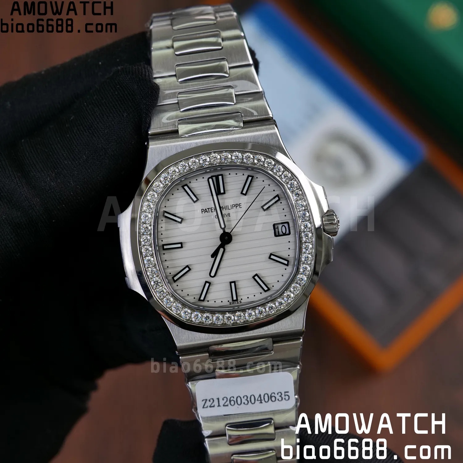 Custom Made Nautilus 5711/1A Mossanite bezel on SS Bracelet DD324 Super Clone V2 75 4b5457b91f4539b 阿默表行AmoWatch