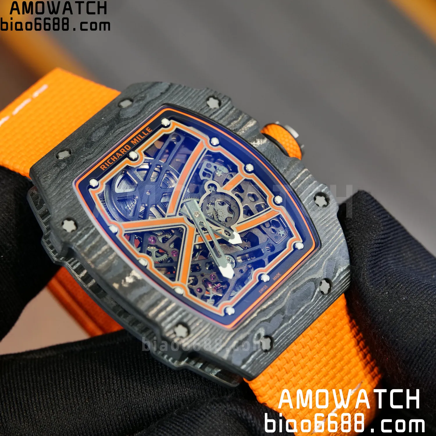 RICHARD MILLE RM67-02 Black NTPT Best Edition McLaren Dial on Orange Nylon strap CRMA7 Clone V10 92 50d6a9cd2e2ff98 阿默表行AmoWatch