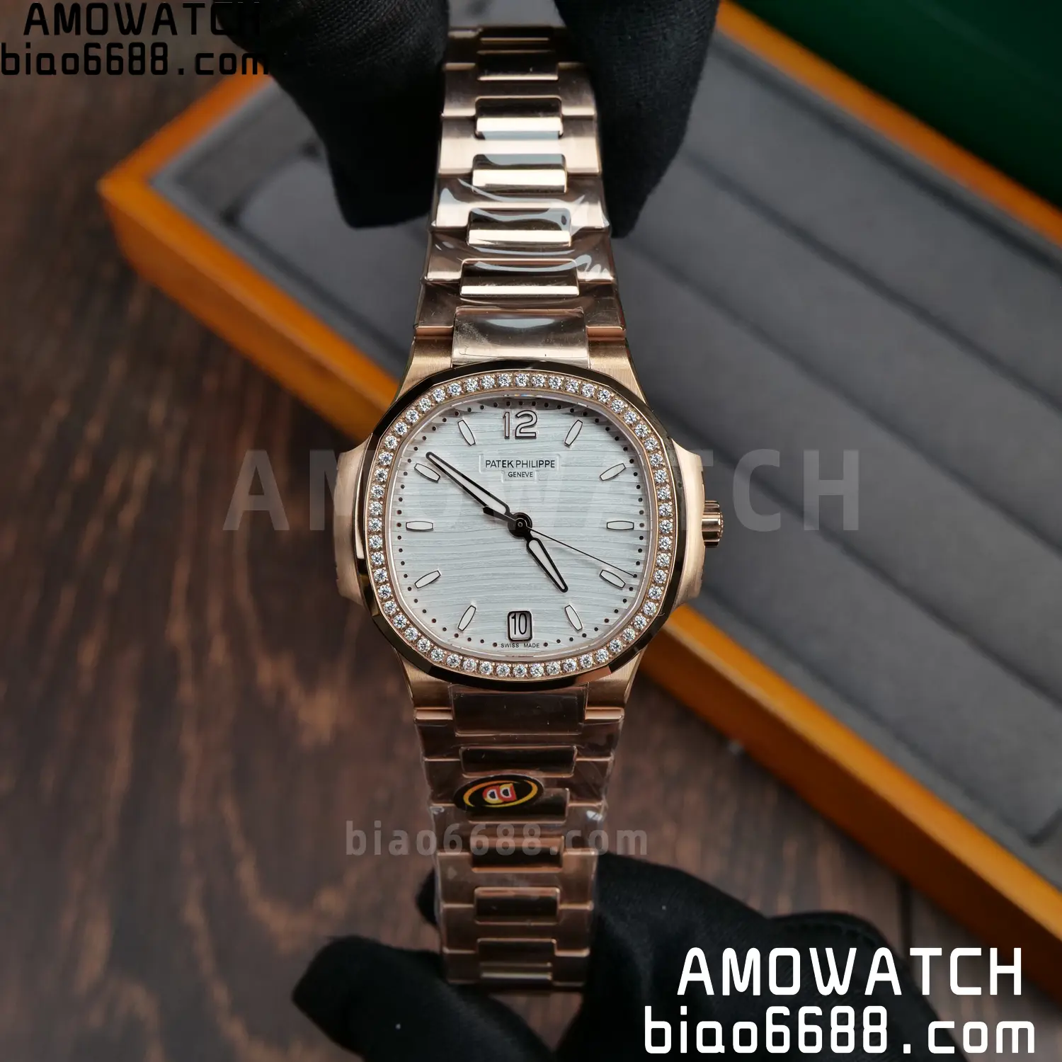 PP Nautilus 7118 RG Ladies DDF 1:1 Best Edition Silver Dial Diamonds Bezel on RG Bracelet DD324 Super Clone 73 5408b105e052d3e AMO Watch