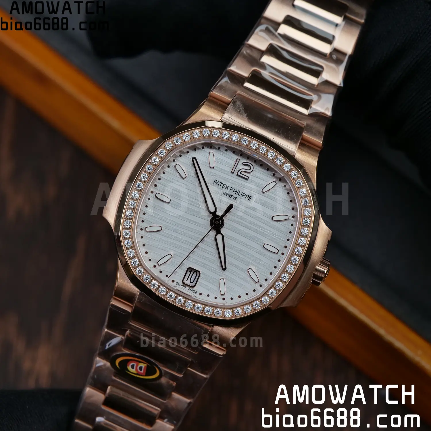 PP Nautilus 7118 RG Ladies DDF 1:1 Best Edition Silver Dial Diamonds Bezel on RG Bracelet DD324 Super Clone 88 5486741cfedbd1f AMO Watch