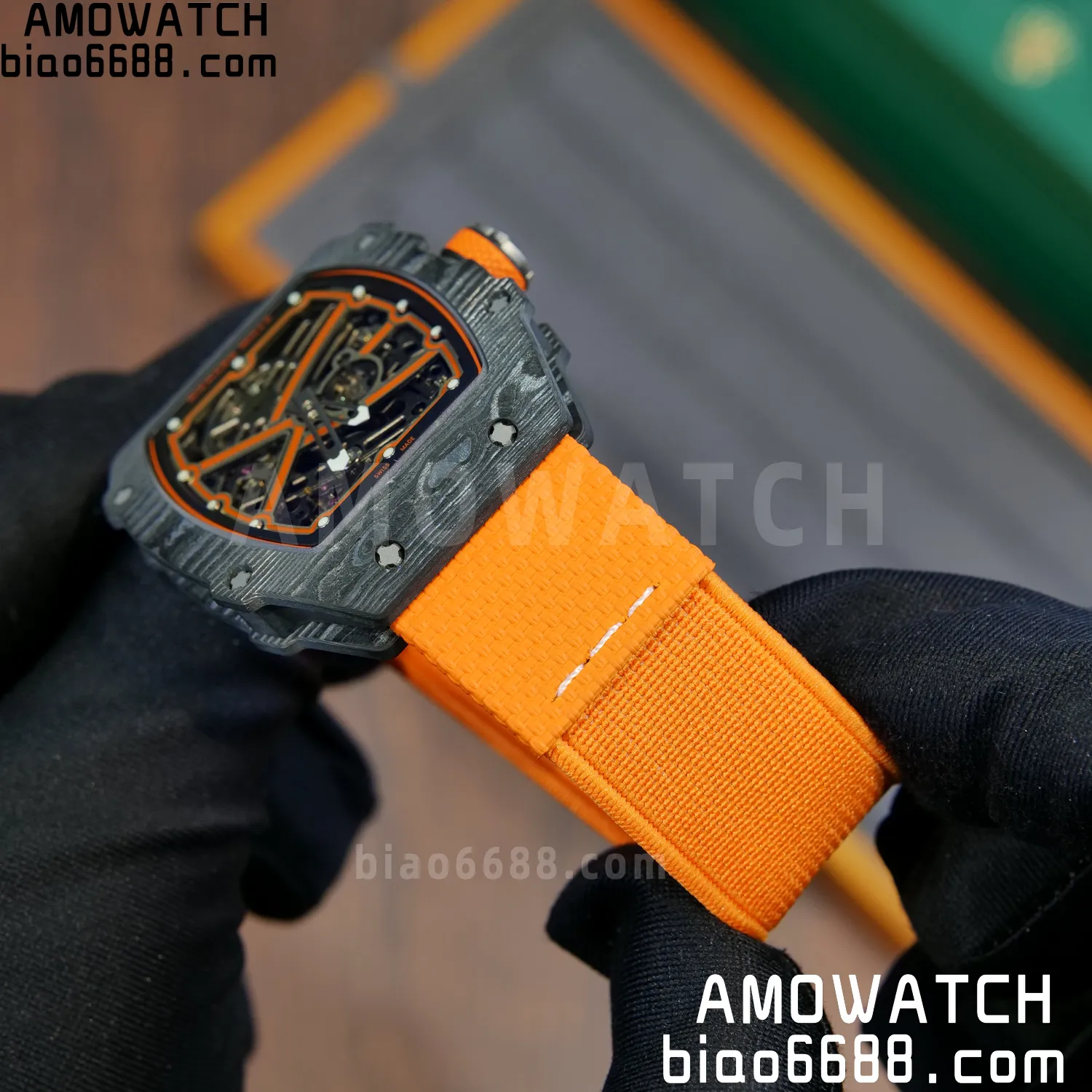 RICHARD MILLE RM67-02 Black NTPT Best Edition McLaren Dial on Orange Nylon strap CRMA7 Clone V10 85 5779aa938357b7b 阿默表行AmoWatch