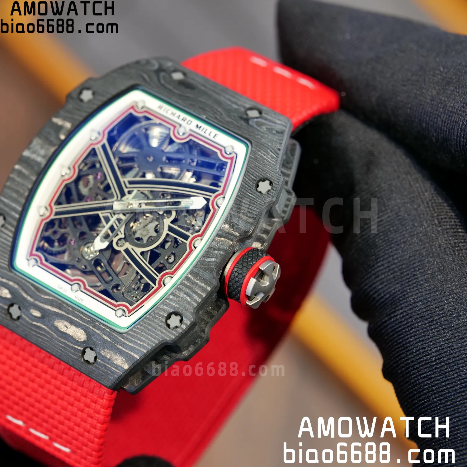 RICHARD MILLE RM67-02 Black NTPT Best Edition Italy Dial on Blue Nylon strap CRMA7 Clone V10 93 5b2b2481cf553f2 阿默表行AmoWatch