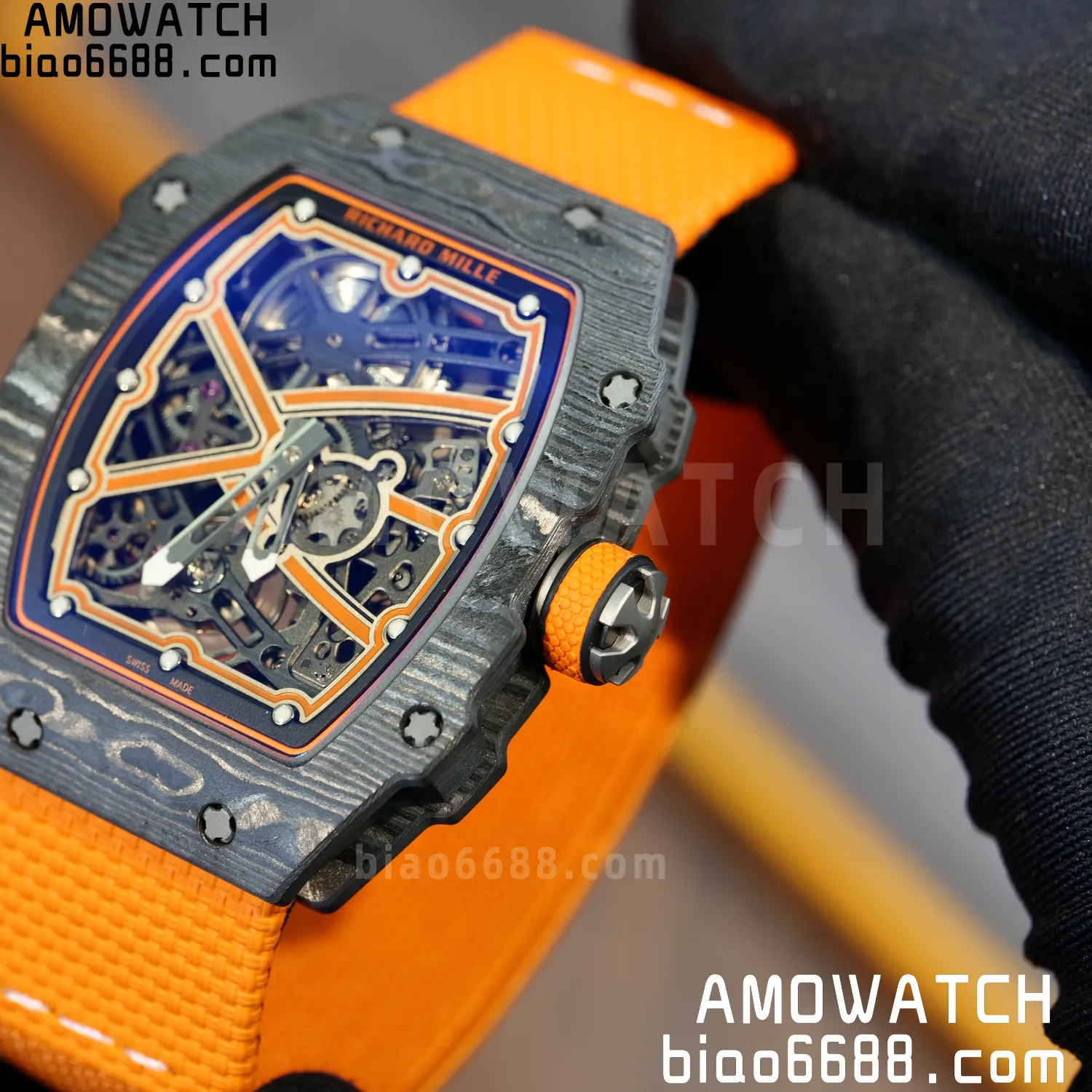 RICHARD MILLE RM67-02 Black NTPT Best Edition McLaren Dial on Orange Nylon strap CRMA7 Clone V10 91 5b34df90d434fd6 阿默表行AmoWatch
