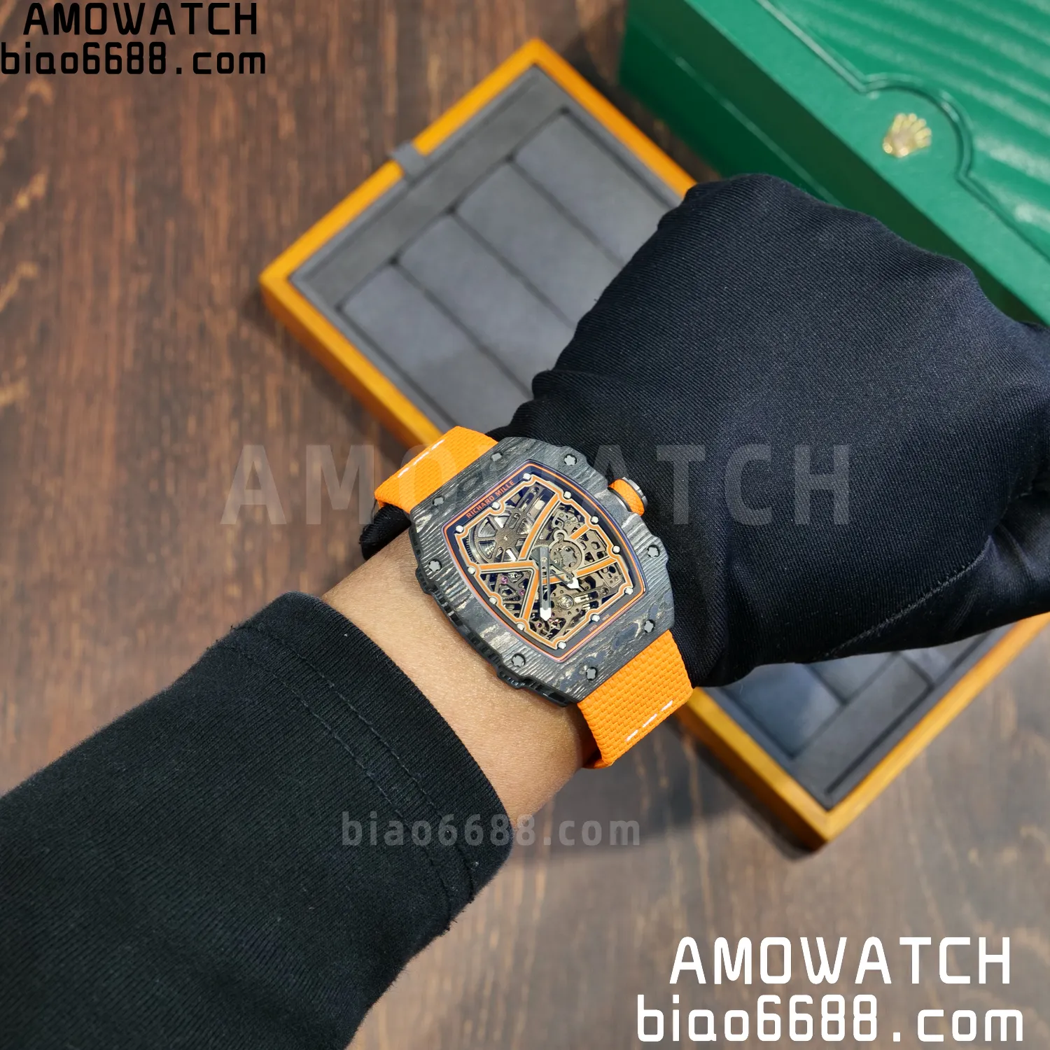 RICHARD MILLE RM67-02 Black NTPT Best Edition McLaren Dial on Orange Nylon strap CRMA7 Clone V10 114 5b733e55a1c7fb9 阿默表行AmoWatch