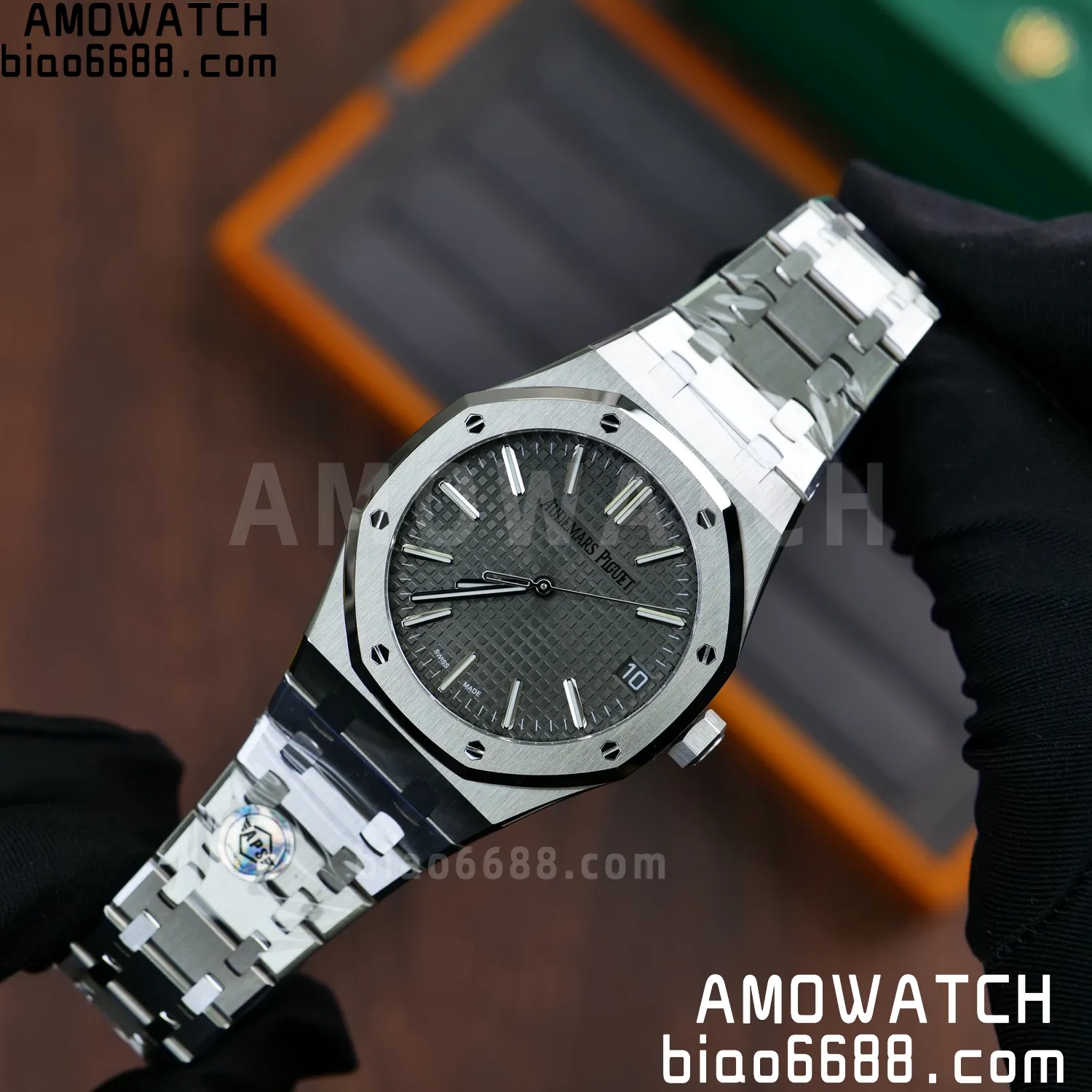 AP Royal Oak 41mm 15510ST SS APS Factory 1:1 Best Edition Black Dial on SS Bracelet SA4302 Super Clone (Free Sprung) 73 601968171c5c522 阿默表行AmoWatch