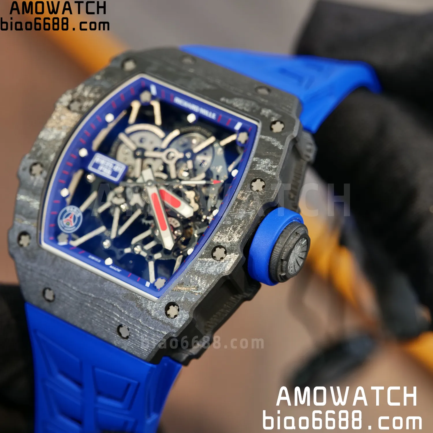RICHARD MILLE RM035 RM35-01 Black Carbon ZF 1:1 Best Edition Blue Rubber Strap Clone RMUL3 69 6274648a66fed98 AMO Watch