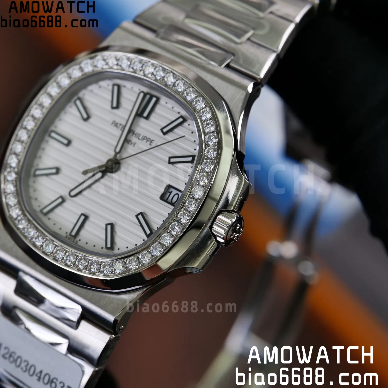 Custom Made Nautilus 5711/1A Mossanite bezel on SS Bracelet DD324 Super Clone V2 84 63a5431ed354dec 阿默表行AmoWatch
