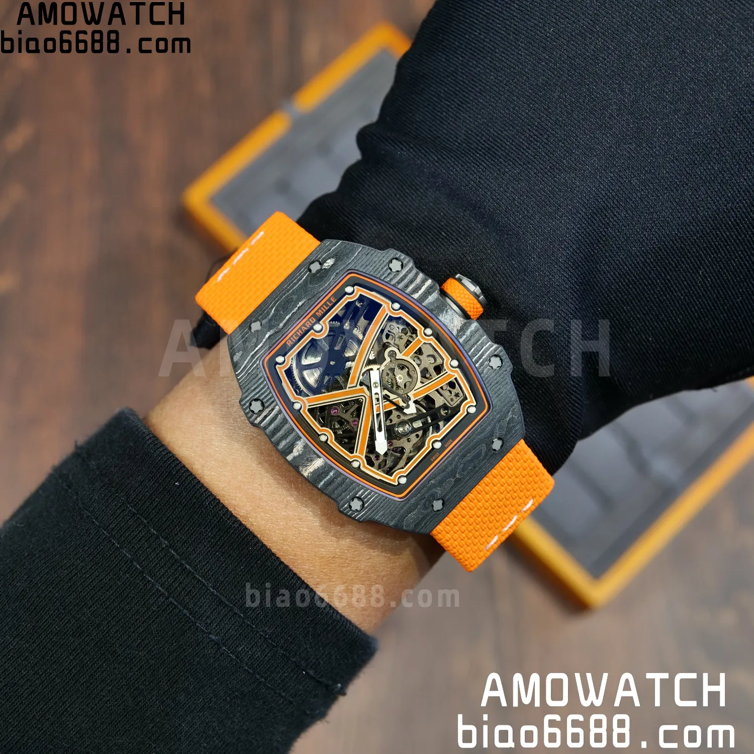 RICHARD MILLE RM67-02 Black NTPT Best Edition McLaren Dial on Orange Nylon strap CRMA7 Clone V10 116 69f2885551e9a66 阿默表行AmoWatch